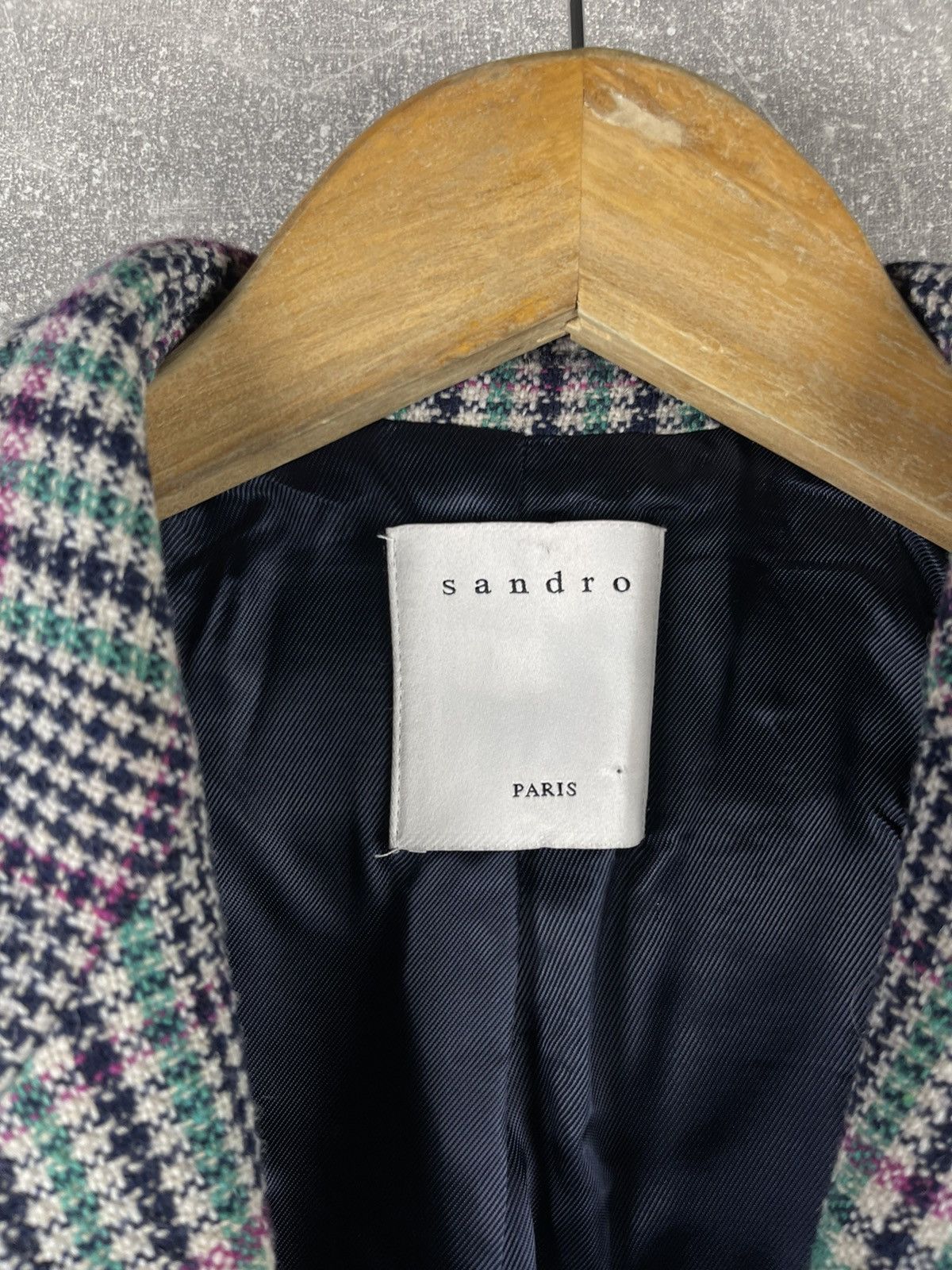 Sandro Sandro Paris Checked Wool Blazer Multicolor Made in Romania Size XS / US 0-2 / IT 36-38 - 7 Thumbnail