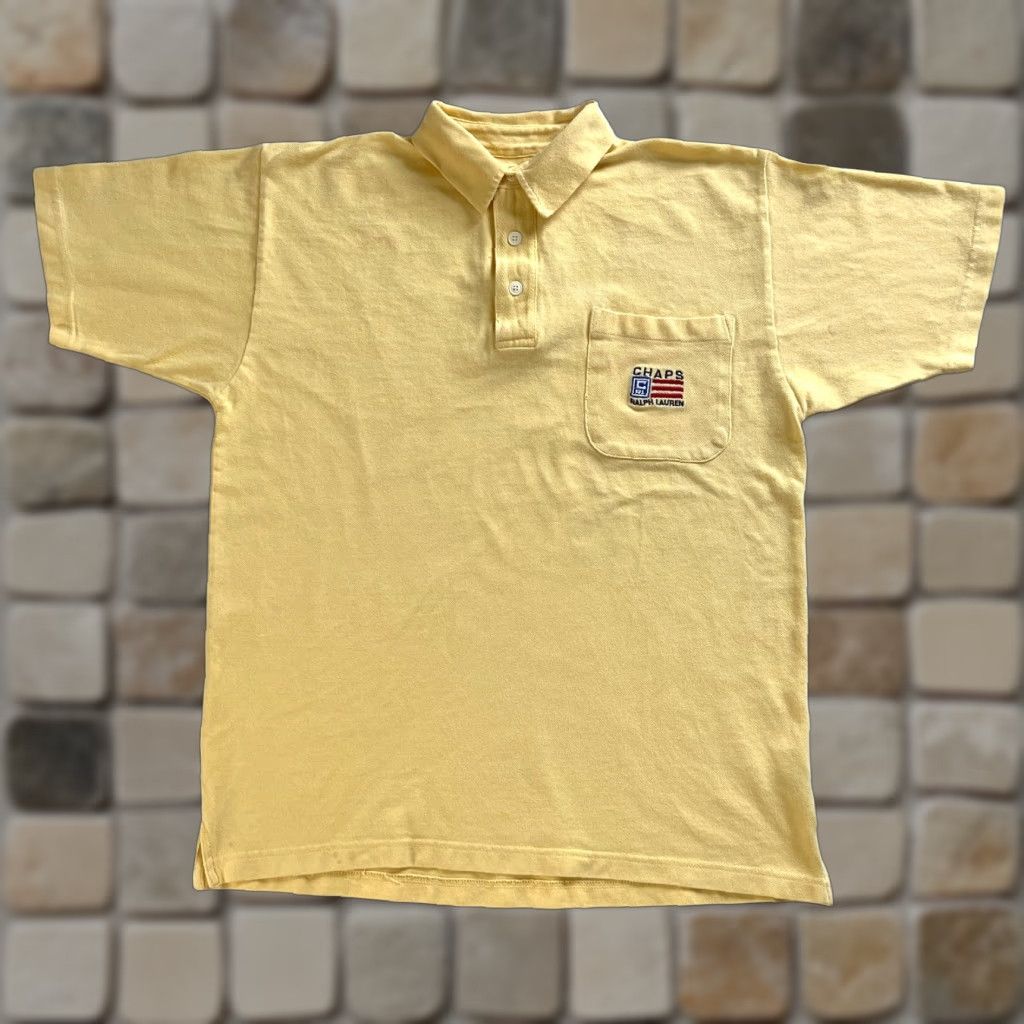 Chaps VINTAGE Chaps Polo Shirt (Ralph Lauren) L Mens Yellow 90s Retro Embroidered Logo Shirt Size US L / EU 52-54 / 3 - 1 Thumbnail