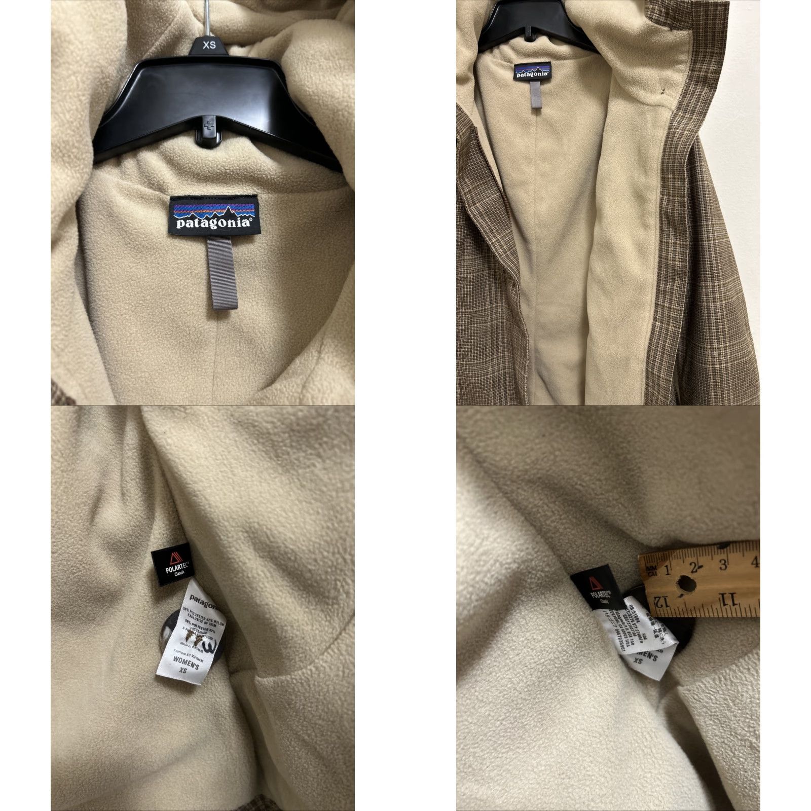 Patagonia VINTAGE Patagonia Darya Jacket Womens XS Beige Plaid Windproof Fleece Lined Polartec 27495 Size XS / US 0-2 / IT 36-38 - 8 Thumbnail