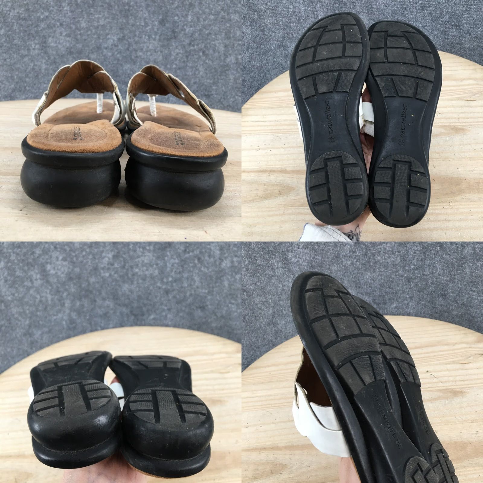 Naturalizer Naturalizer Johan Sandals Womens White Casual Slip On Thong Faux Leather 8 M Size US 8 / IT 38 - 9 Thumbnail