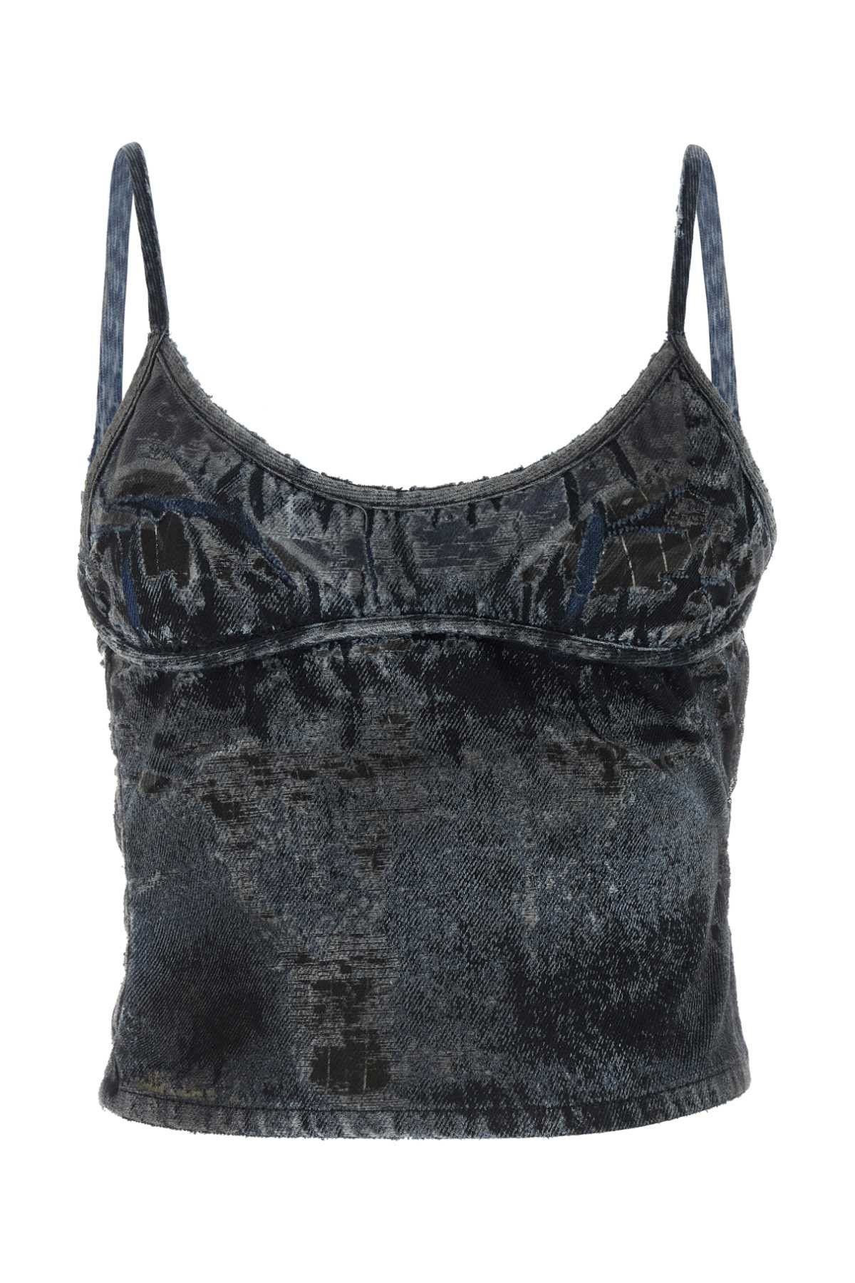 image of Diesel Multicolor Denim De-Verni-Fse Top, Women's (Size Medium)