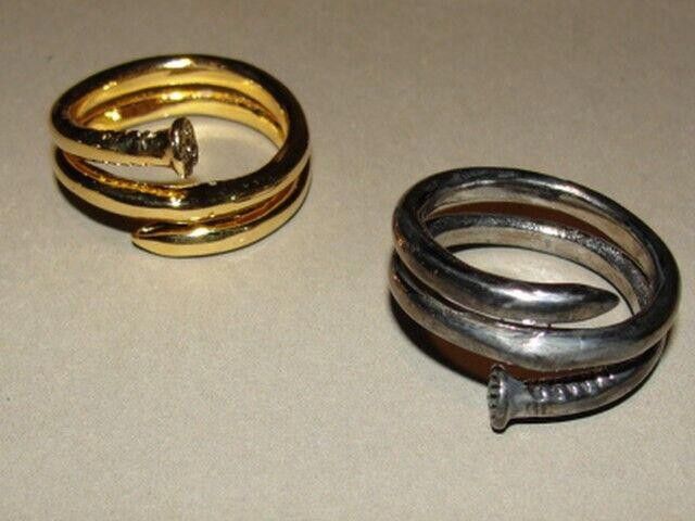 Designer Antiqued Sterling Silver Nail Ring Alberto Juan Size ONE SIZE - 3 Thumbnail