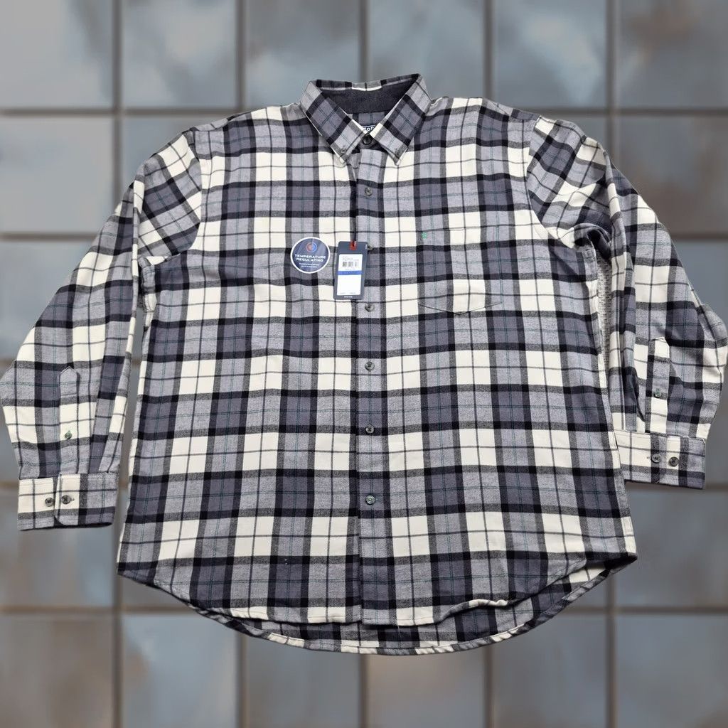 Izod IZOD Flannel Shirt Mens XL Gray Plaid Long Sleeve Button Up Thermal Casual Size US XL / EU 56 / 4 - 1 Thumbnail