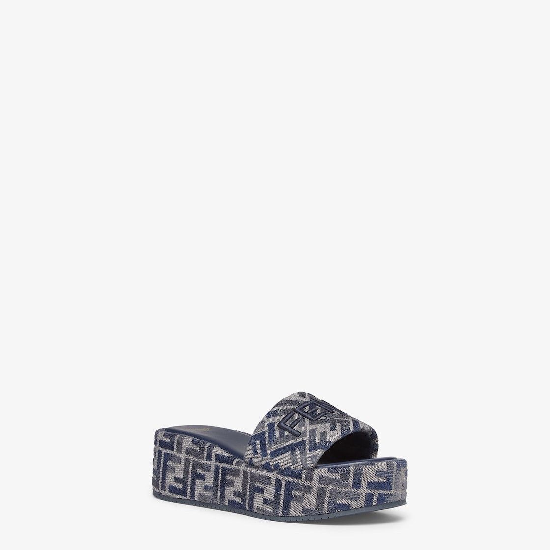 Fendi o1B3y1r0426 Sunshine Flatform Slides in Blue Size US 11 / IT 41 - 2 Thumbnail