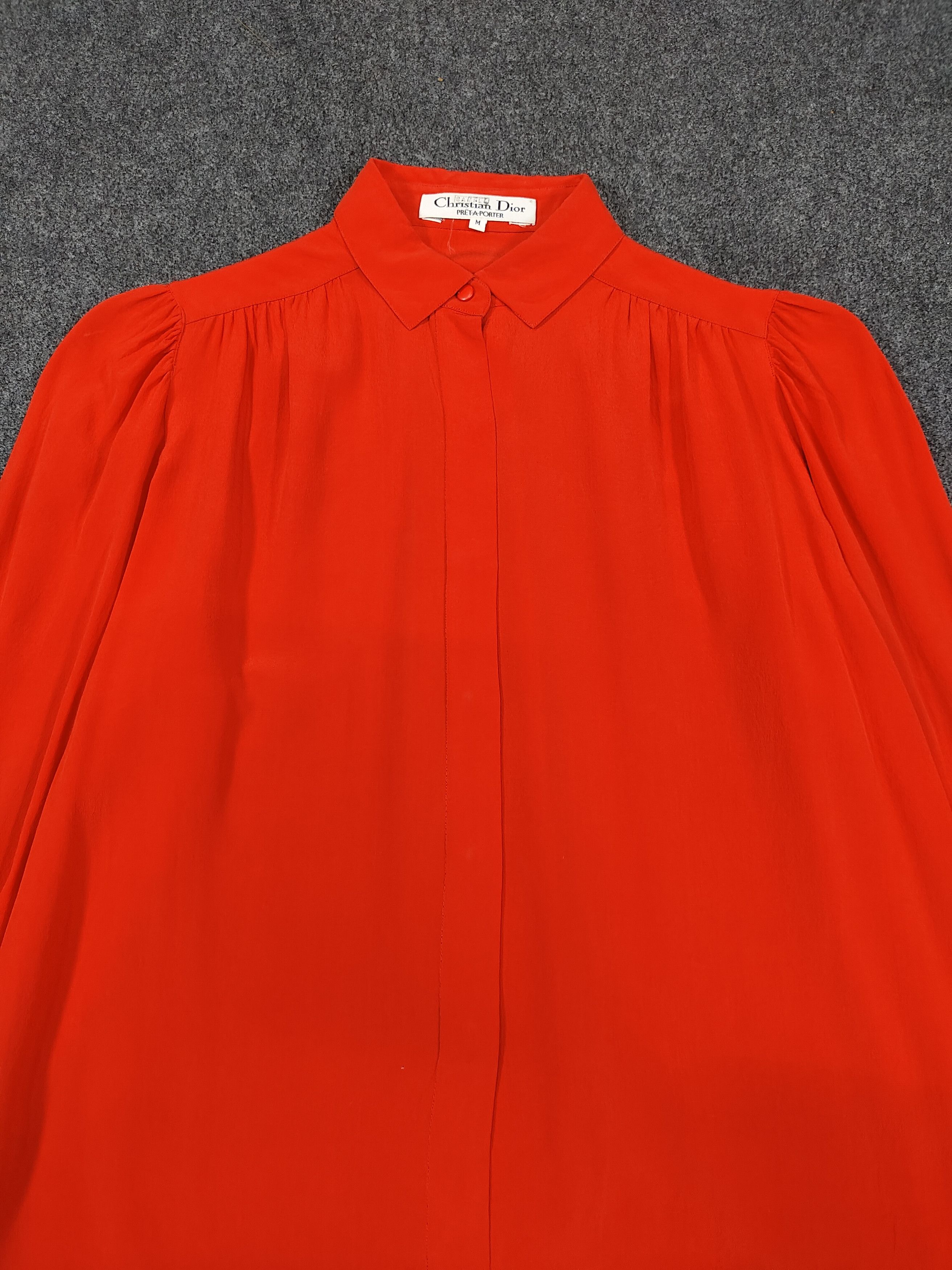 Christian Dior Monsieur SAMPLE💥 80s Christian Dior Cuffs Puffy Sleeve Silk Blouses Size M / US 6-8 / IT 42-44 - 8 Thumbnail