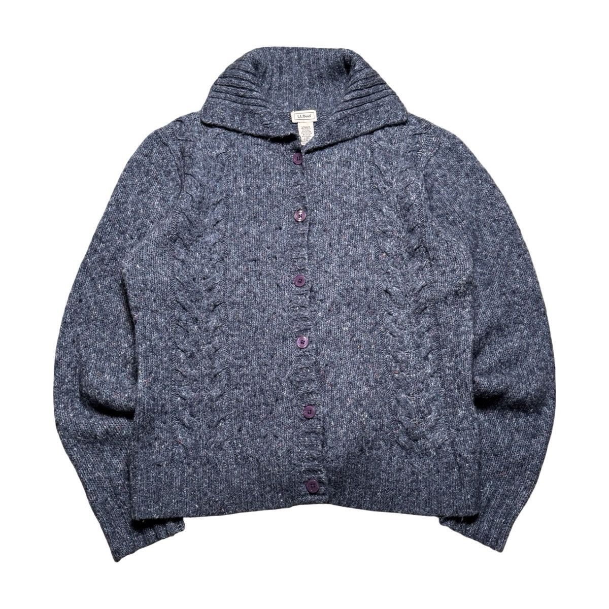 L.L. Bean LL Bean Cardigan Women M Wool Blend Cable Knit Sweater Size M / US 6-8 / IT 42-44 - 1 Thumbnail