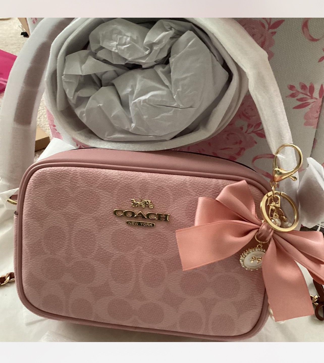 Coach Mini Jamie Camera Bag Canvas In Powder Pink Cy752 NWT in Silver, Women's