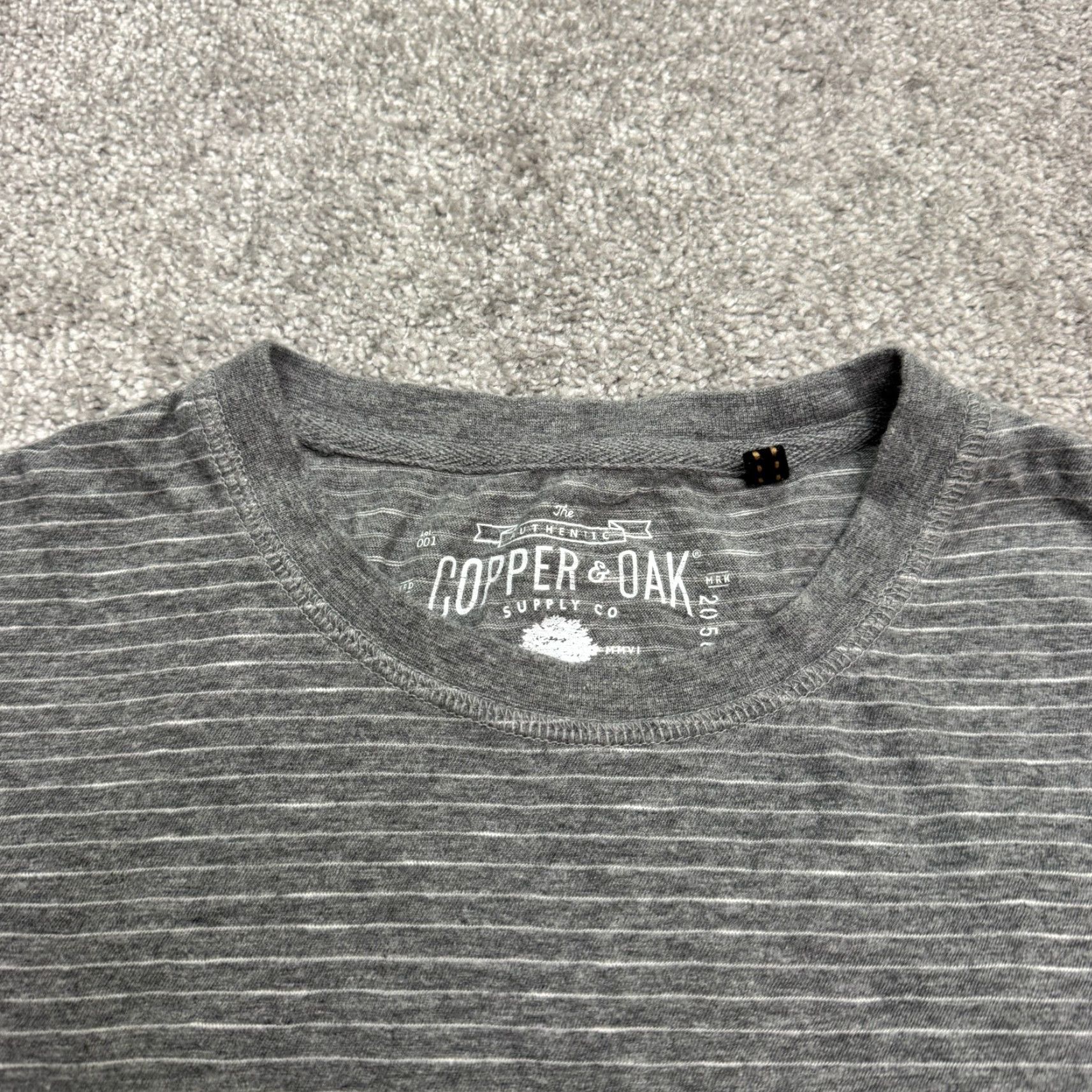 Vintage VINTAGE Copper & Oak Men's T-Shirt Short Sleeve Crew Neck Cotton Striped Casual Tee Fall Spring Summer Winter Medium Gray Clothes Size US M / EU 48-50 / 2 - 4 Thumbnail