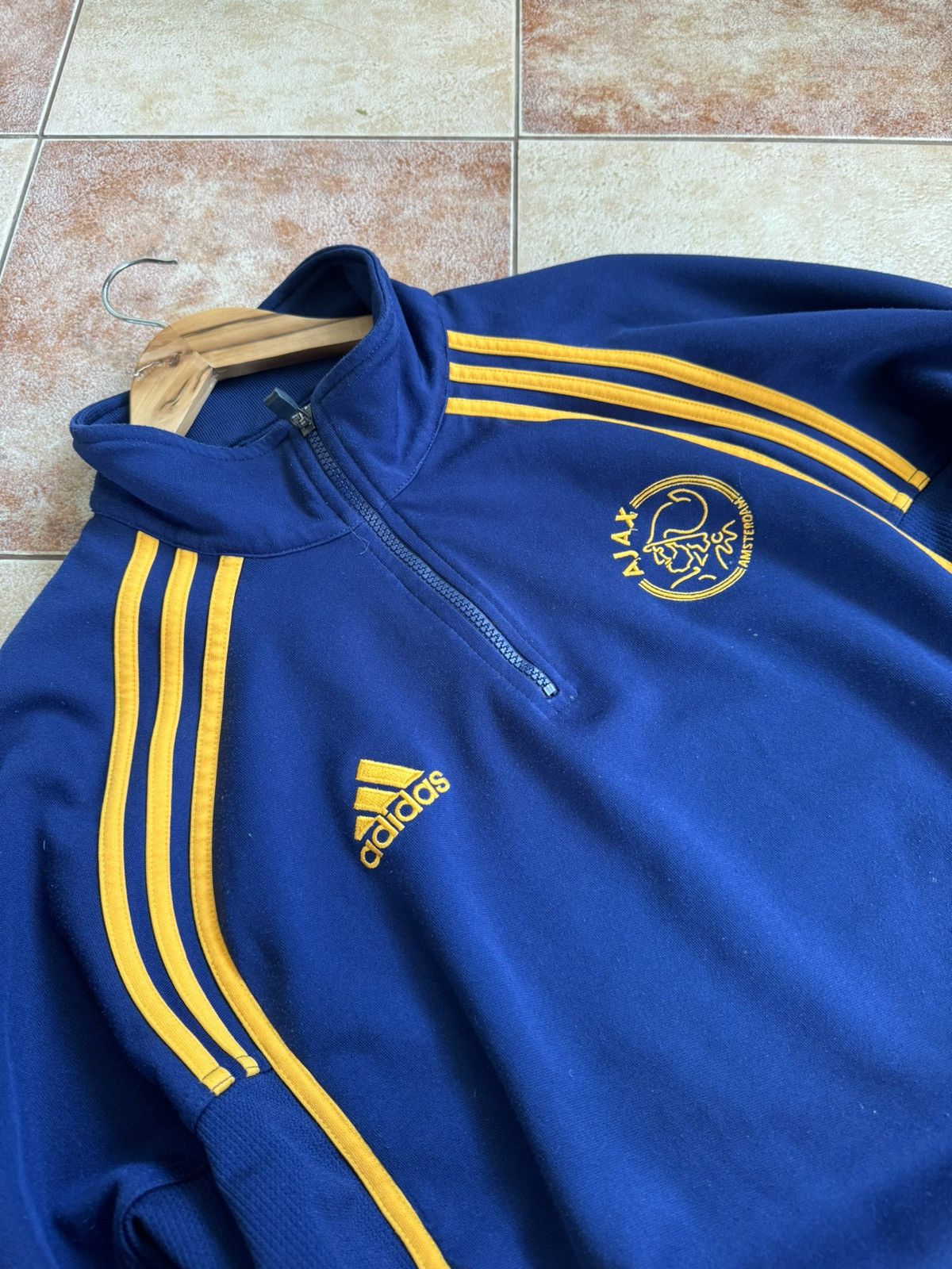 Adidas Vintage Ajax 2000 1/4 Zip Sweathirt Soccer Jersey Football Size US L / EU 52-54 / 3 - 5 Thumbnail