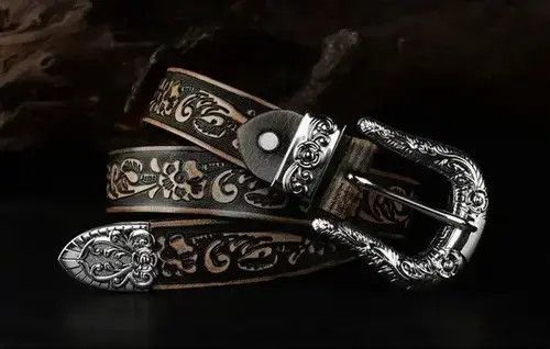 Japanese Brand × Vintage Flower Embossed Leather Belt Size ONE SIZE - 1 Thumbnail