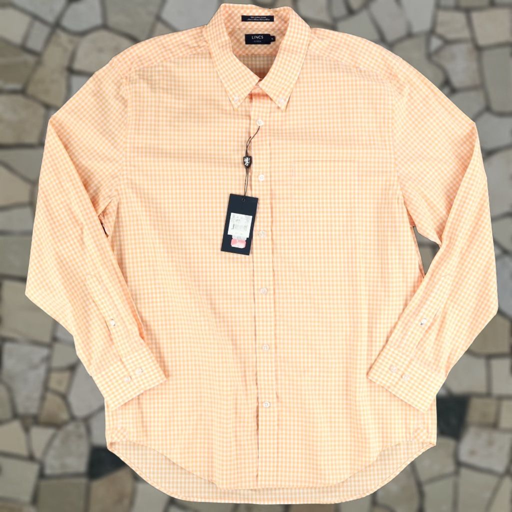 Vintage Lincs Shirt Orange XL Long Sleeve Button Down Cotton Check Men Size US XL / EU 56 / 4 - 1 Thumbnail
