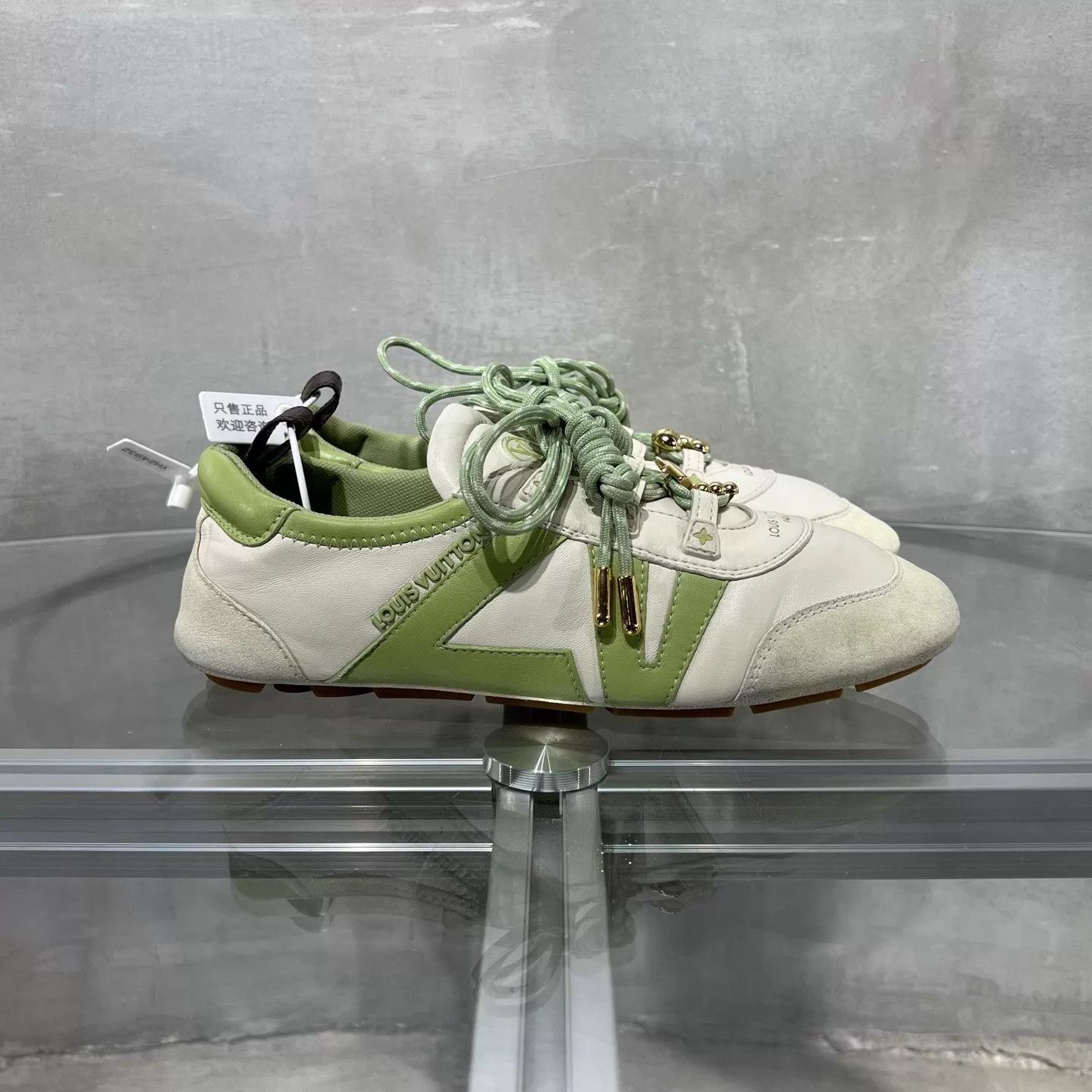 Louis Vuitton LV Ballerine Trainer White Green UK4 38 Box Size US 7.5 / IT 37.5 - 4 Thumbnail