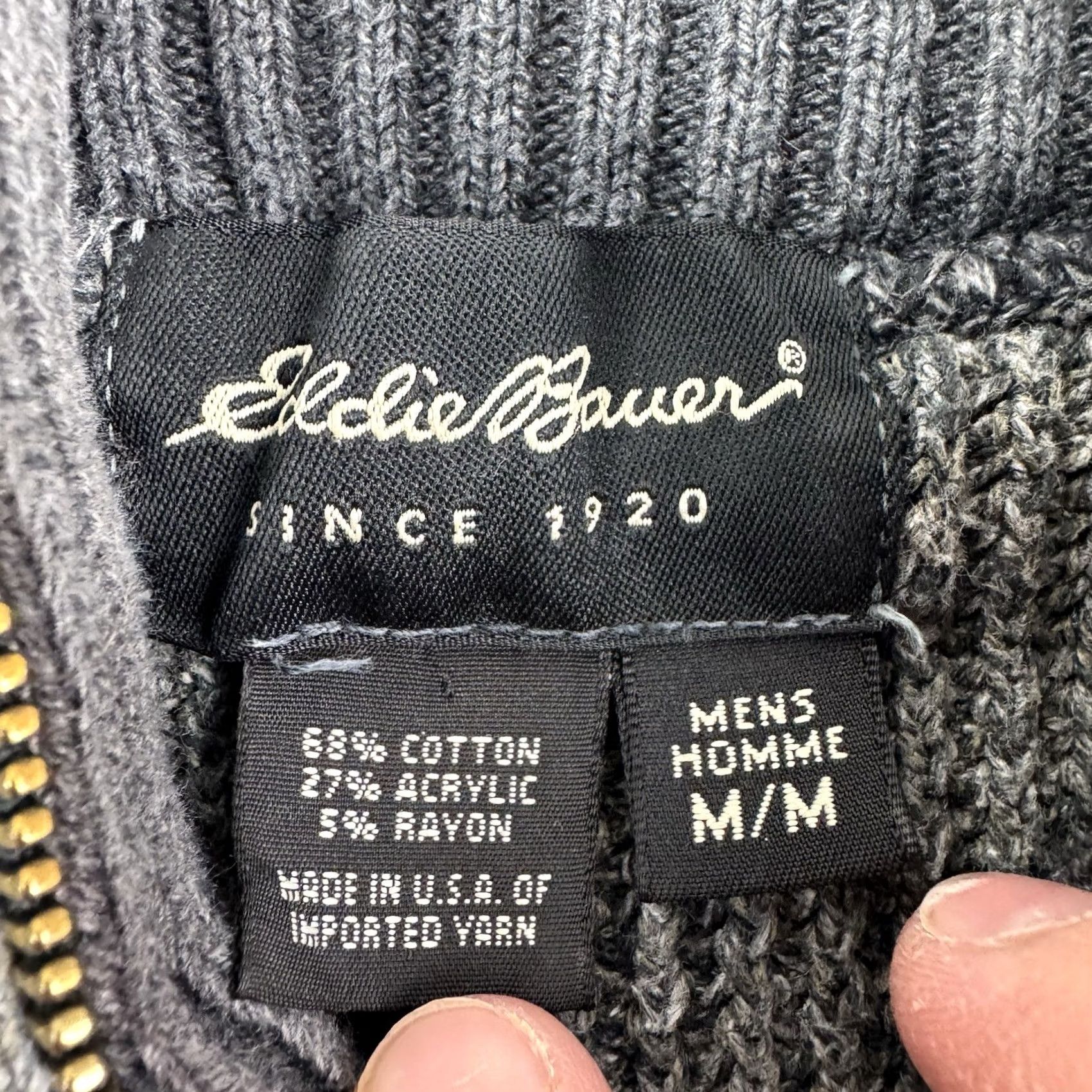 Eddie Bauer VINTAGE Eddie Bauer Sweater Pullover Quarter Zip Adult Medium Knit Gray USA 90s Mens Size US M / EU 48-50 / 2 - 5 Thumbnail