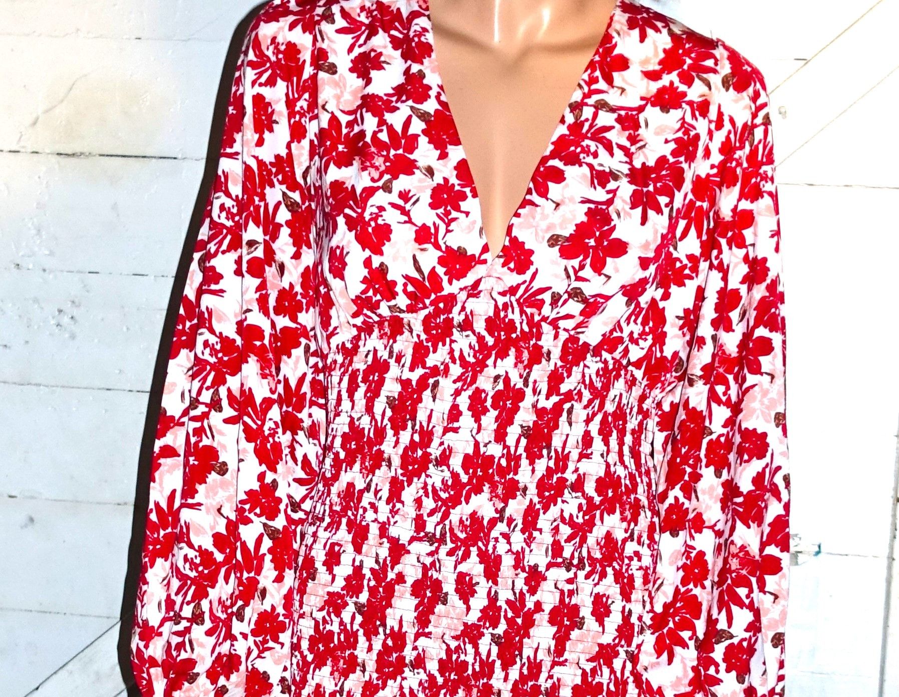 Other Cupshe Red White Floral Midi Dress L NWT Size L / US 10 / IT 46 - 2 Thumbnail