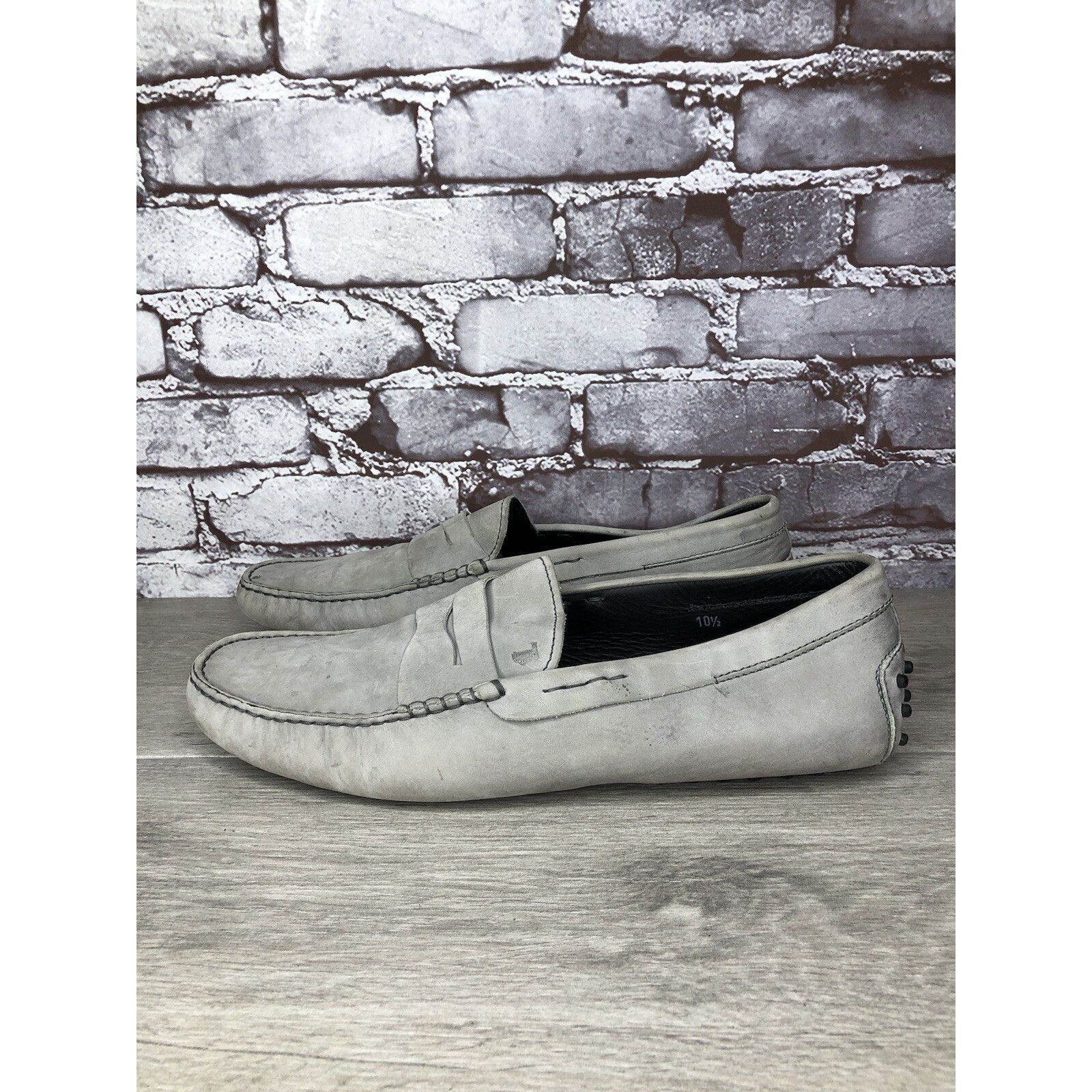 Tod's Tods Gray Suede Leather Penny Gommino Driving Loafers Shoes Size US 10.5 / EU 43-44 - 13 Thumbnail