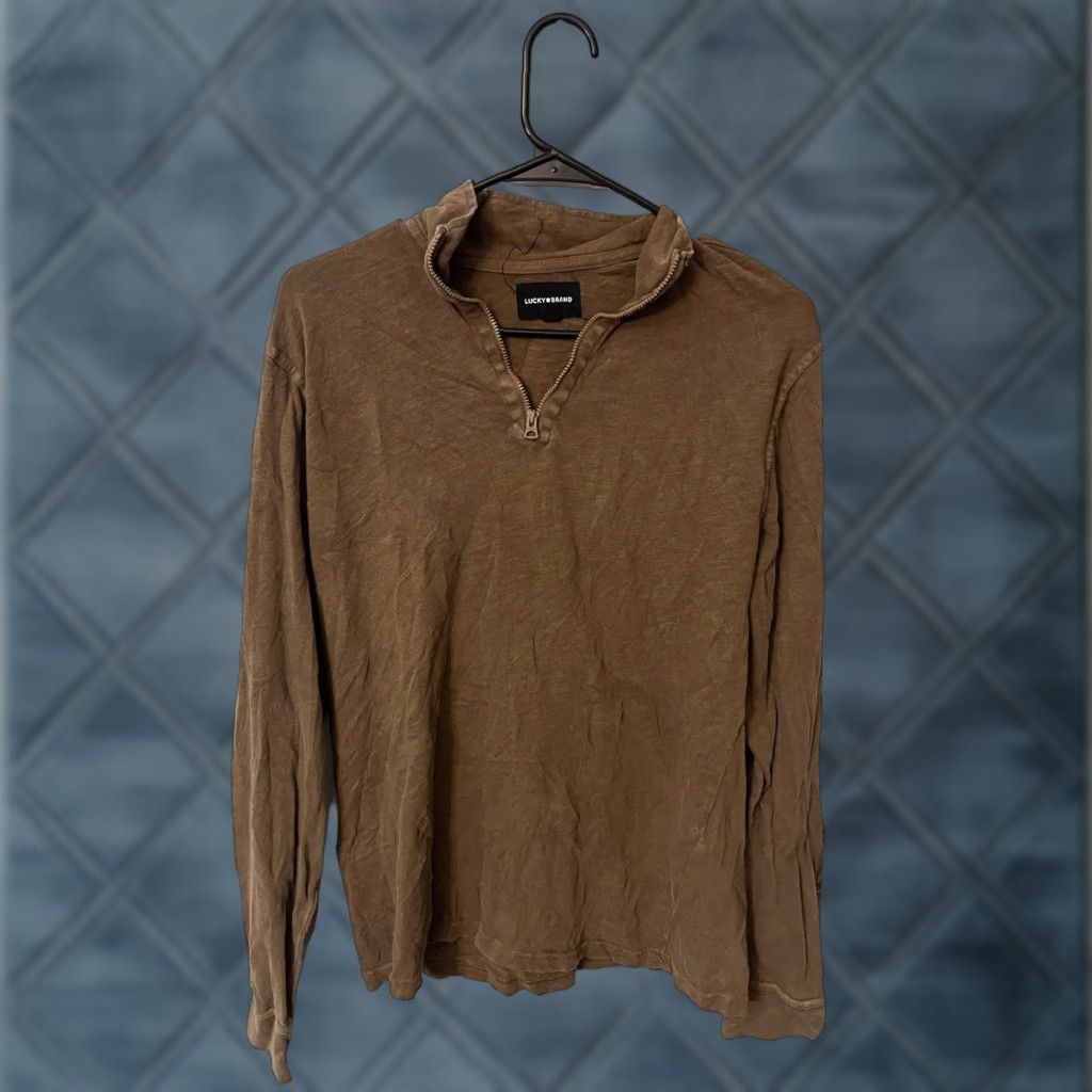Lucky Brand Lucky Brand Black Label 1/4 Zip Sweater Shirt Mens Medium Brown Knitwear Mock Neck Long Sleeve Size US M / EU 48-50 / 2 - 1 Thumbnail