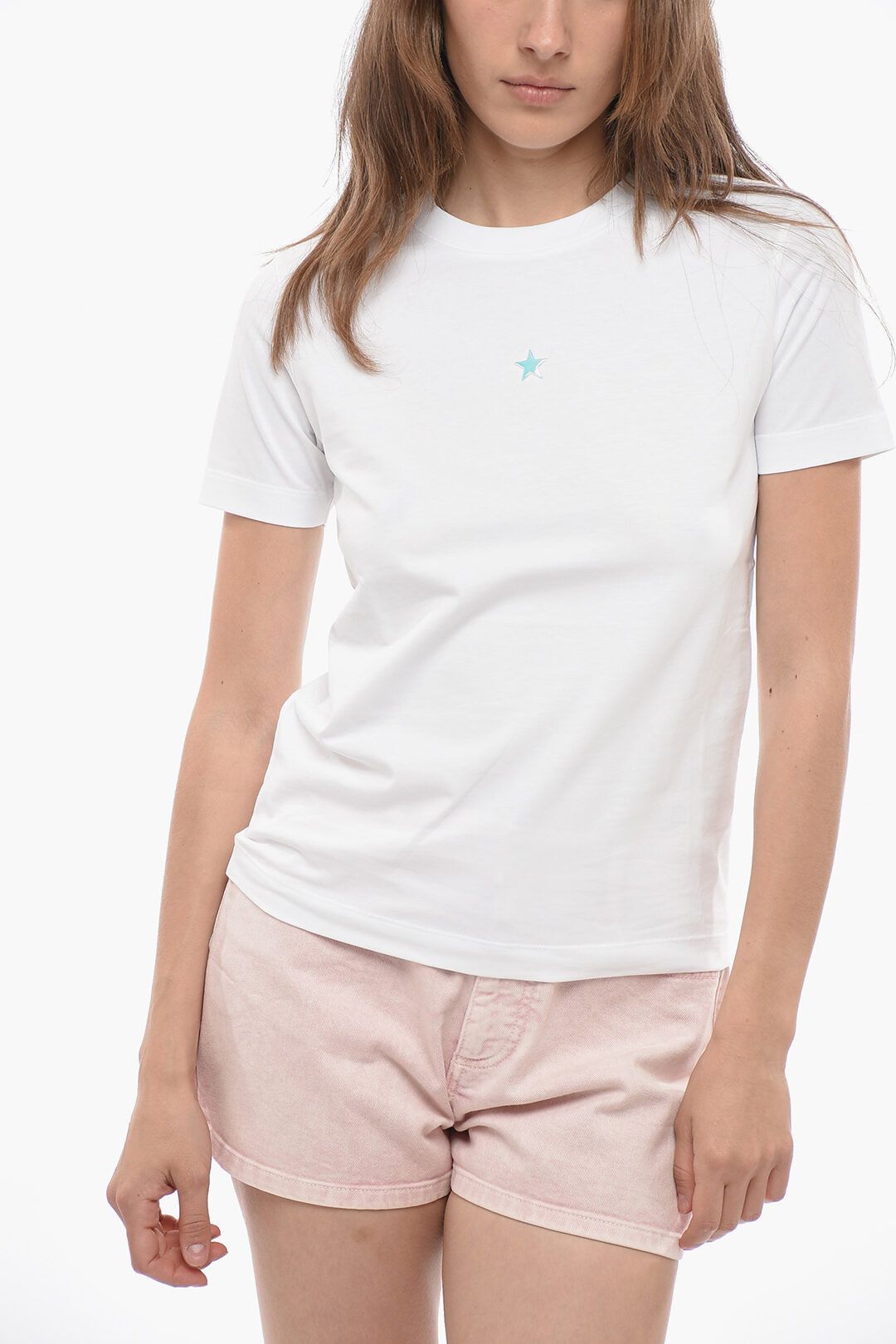 Stella McCartney og1mm0824 Crew Neck T-Shirt in White Size XS / US 0-2 / IT 36-38 - 1 Thumbnail
