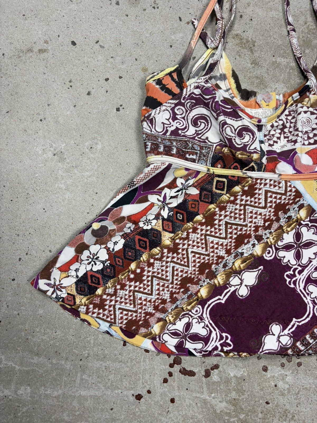 Just Cavalli 2000s Just Cavalli Beaded Double Strap Top Patchwork Corset Size XS / US 0-2 / IT 36-38 - 11 Thumbnail