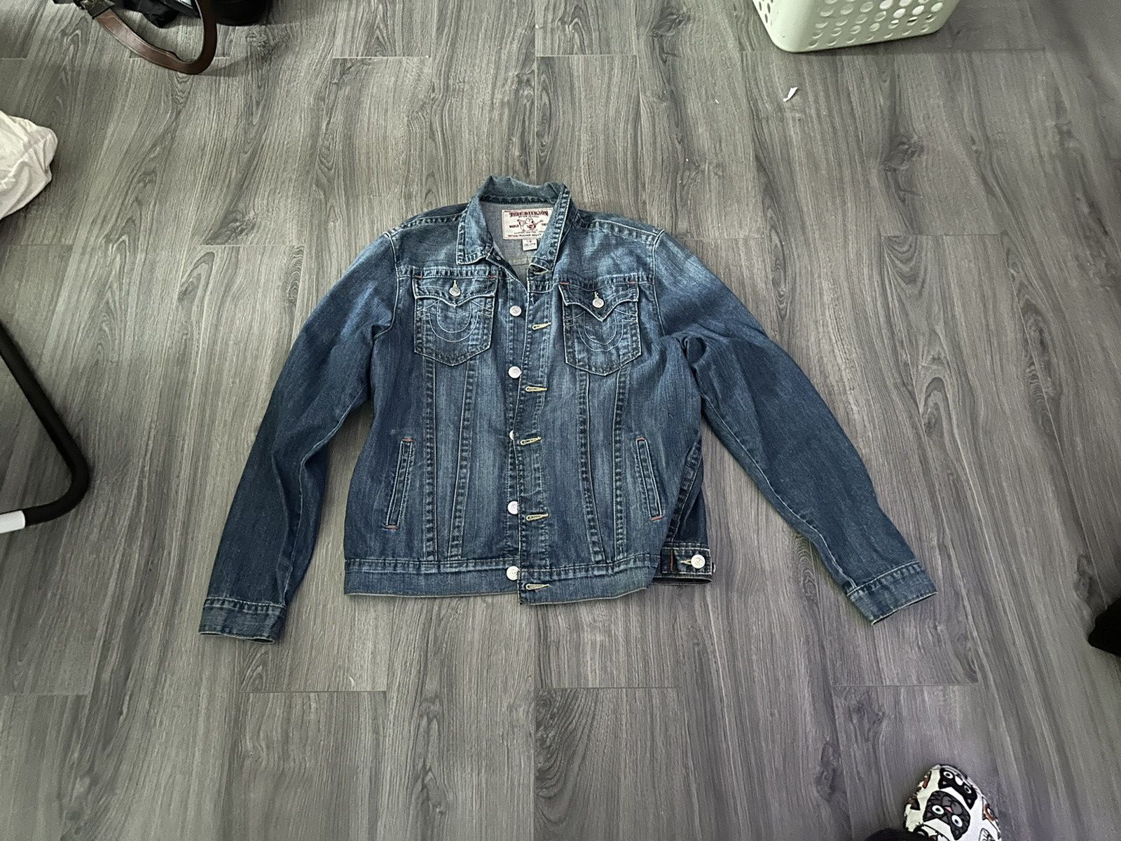 image of Haunted Mound x True Religion Blue Trucker Jacket, Men's (Size 2XL)