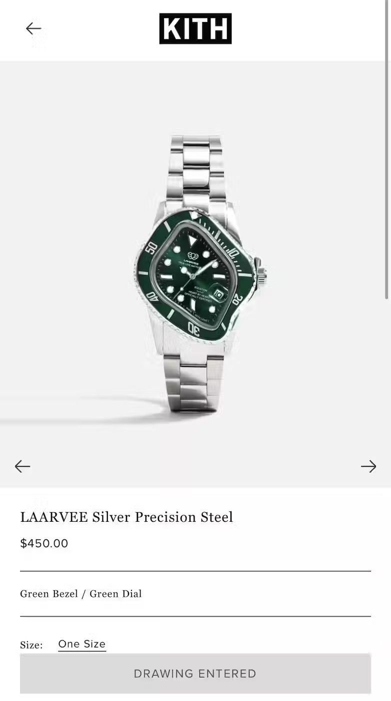 Kith Laarvee Silver Precision Steel Green Bezel & Green Dial | Grailed