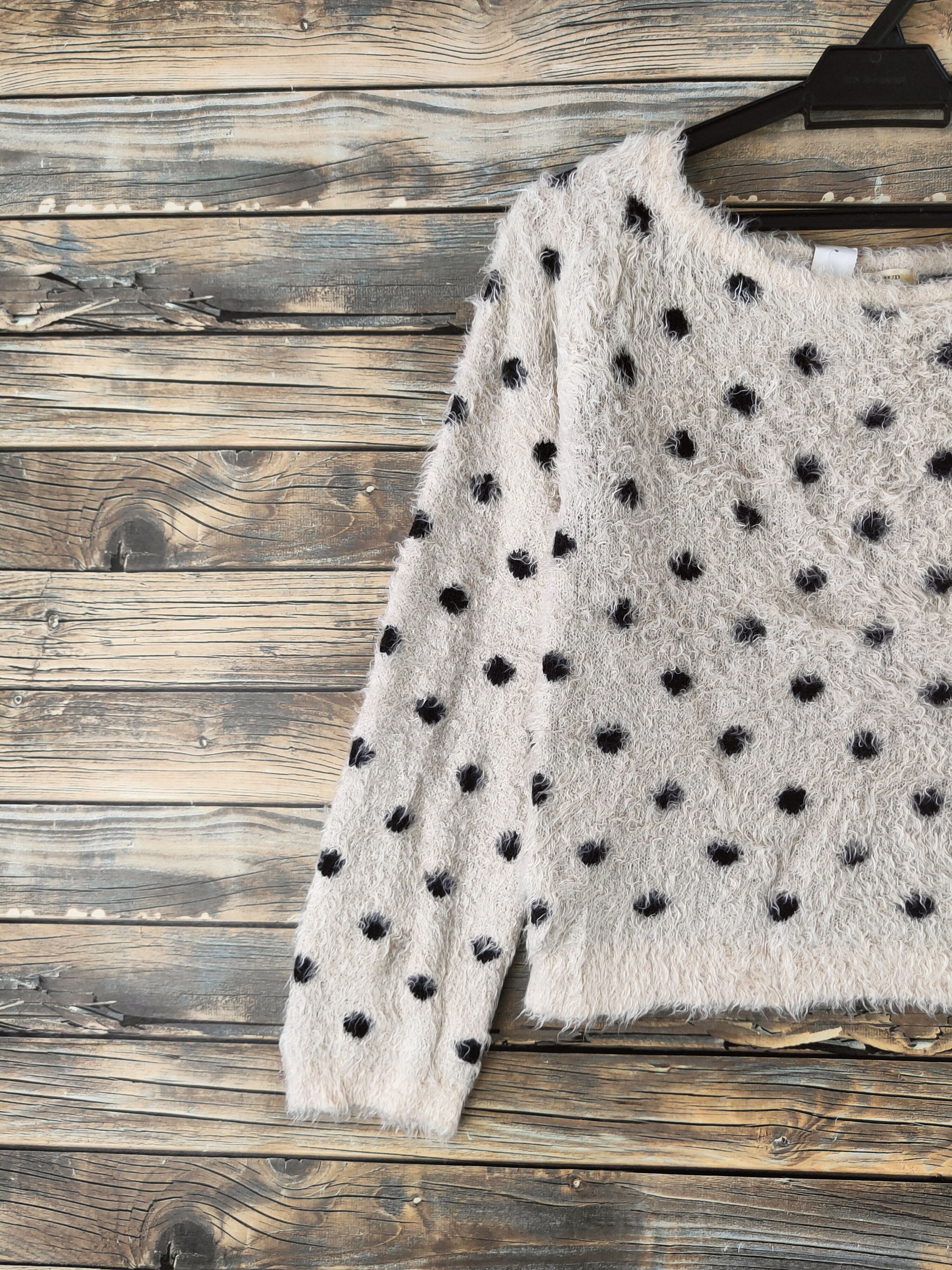Japanese Brand DL Rose Bud Beige Polkadot Fur Mohair Knitwear #46-1001 Size S / US 4 / IT 40 - 3 Thumbnail