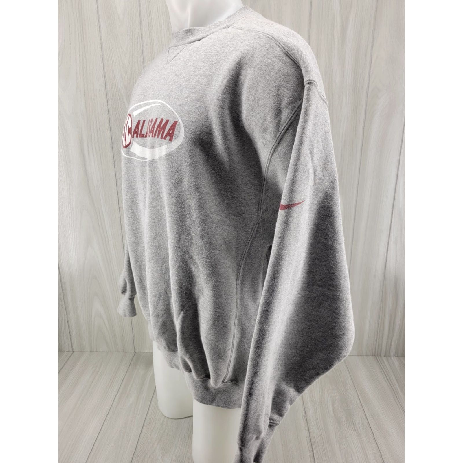Nike Nike Alabama Crimson Tide Sweater Mens Large Gray Pullover Football Crew Neck Fleece Embroidered Logo Size US L / EU 52-54 / 3 - 4 Thumbnail
