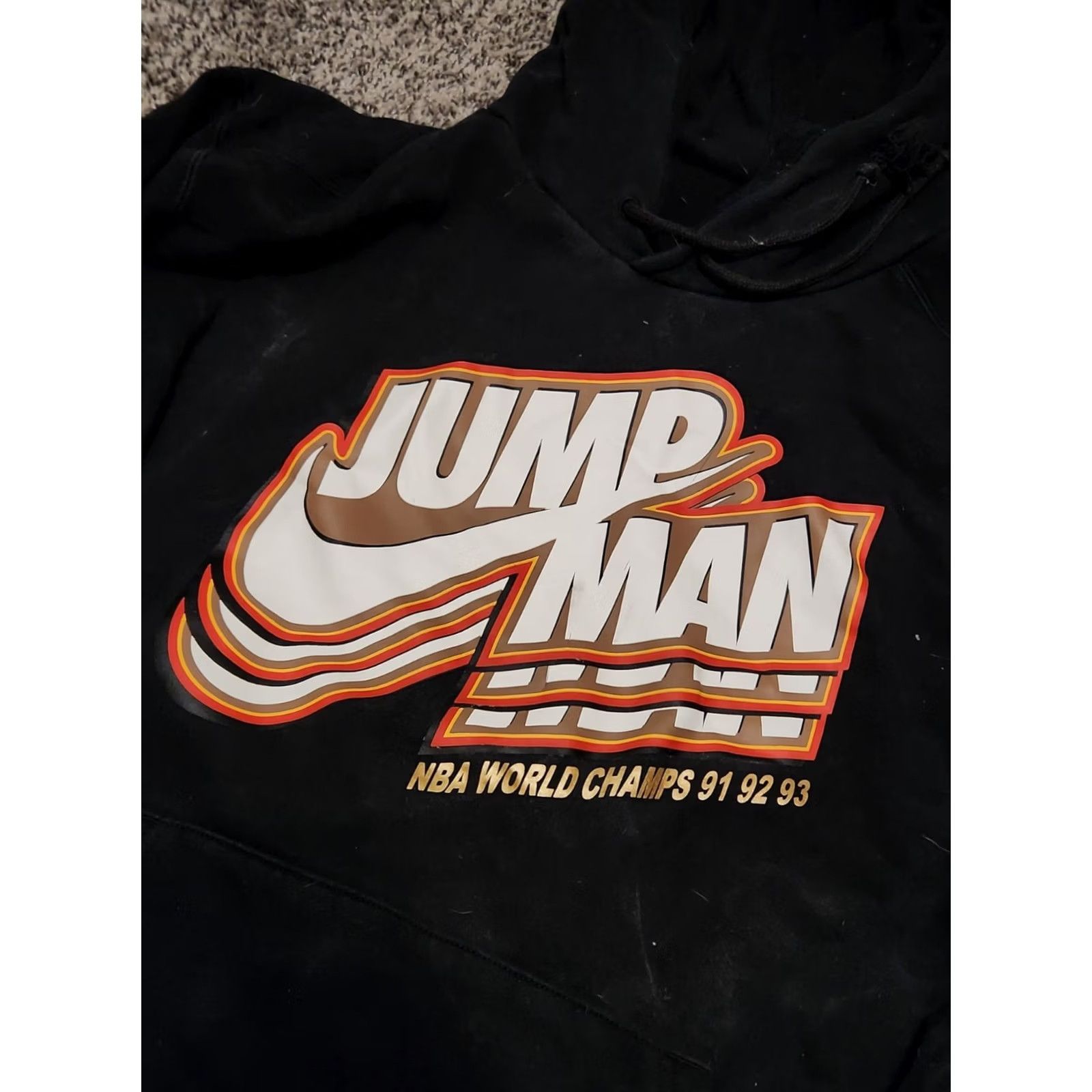 Jordan Brand Nike Jordan Jumpman Core Fleece Hoodie Sweater XL Orange Distressed DC9604-673 Men Size US XL / EU 56 / 4 - 3 Thumbnail