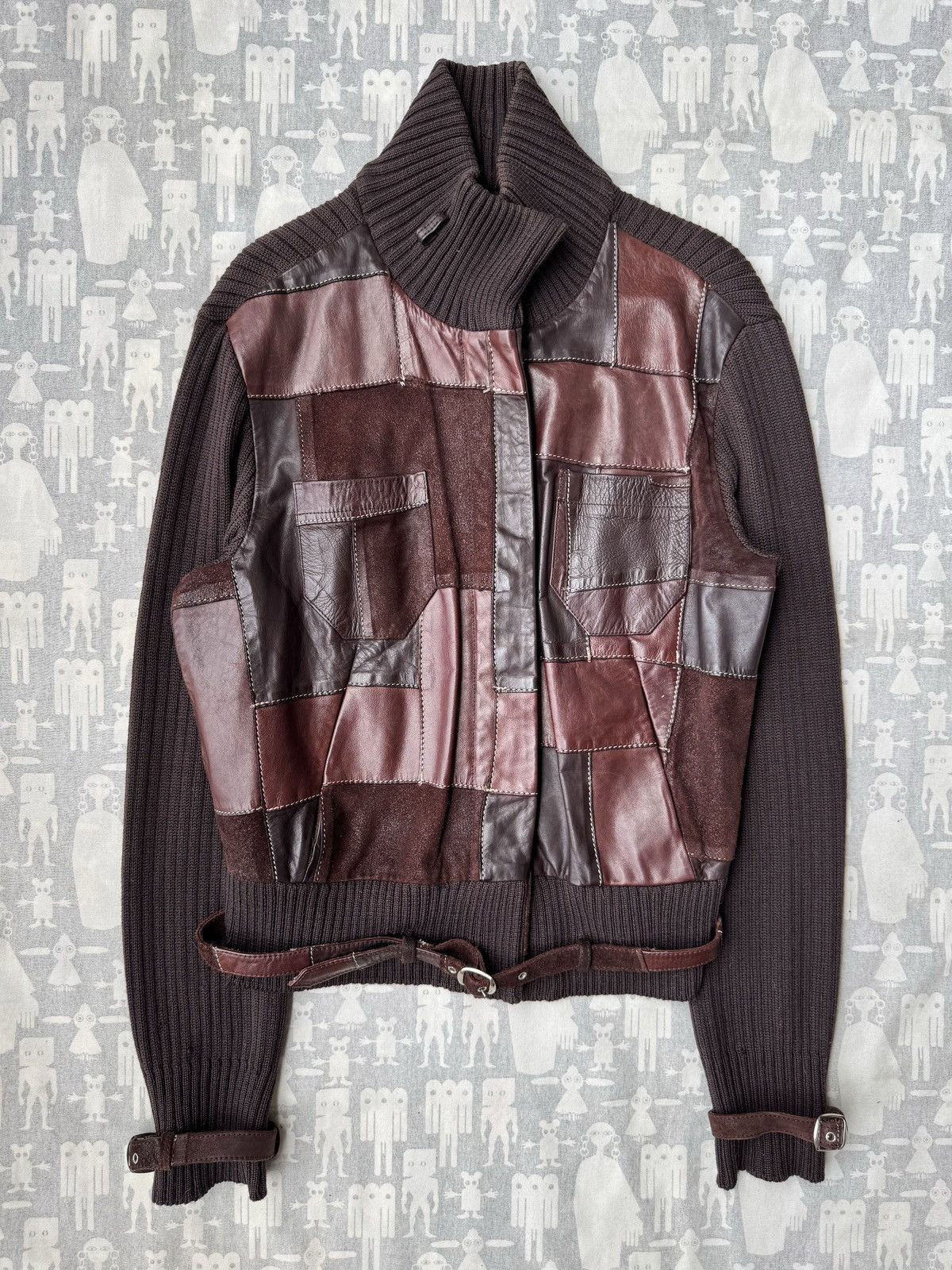 Alexander McQueen AW00 Leather Patchwork Knit Jacket