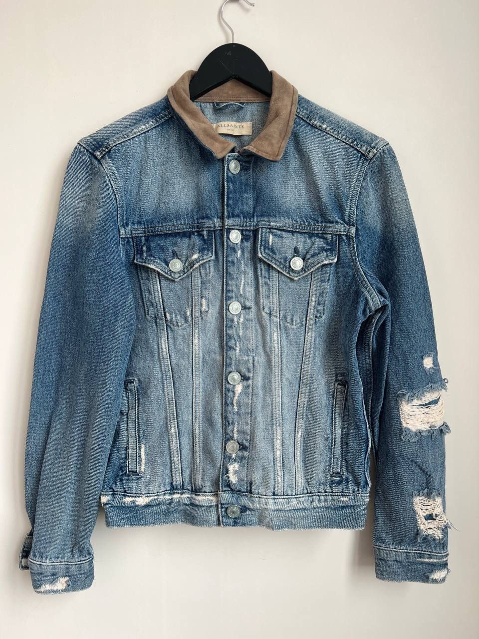 image of Allsaints Vintage Denim Jacket in Blue, Men's (Size Small)