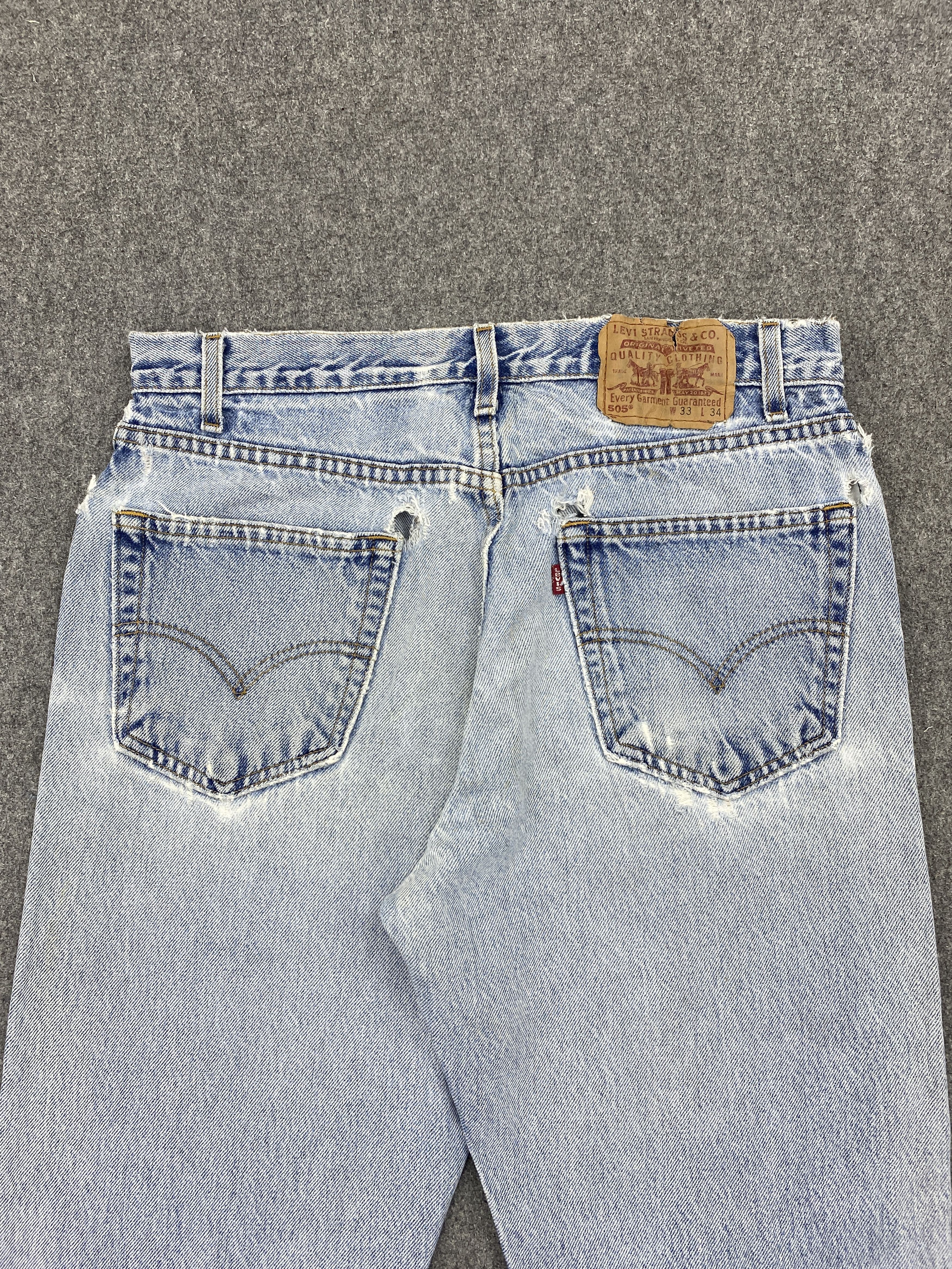 Levi's Vintage 90s Distressed Levis 505 Light Washed Jeans DP2655 Size US 32 / EU 48 - 4 Thumbnail