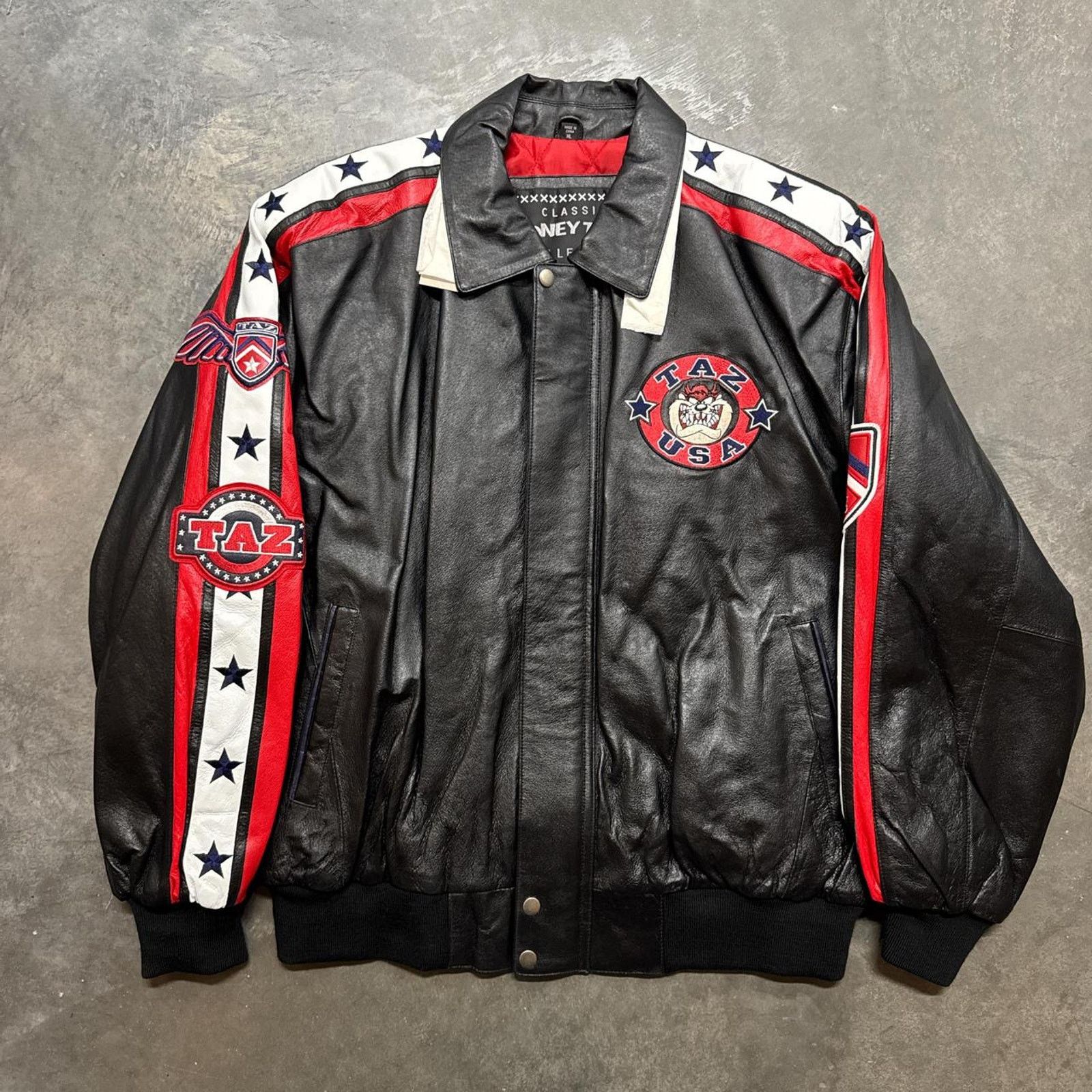 Vintage Vintage TAZ Tasmanian Devil USA Looney Tunes Leather Jacket Size US XL / EU 56 / 4 - 5 Thumbnail