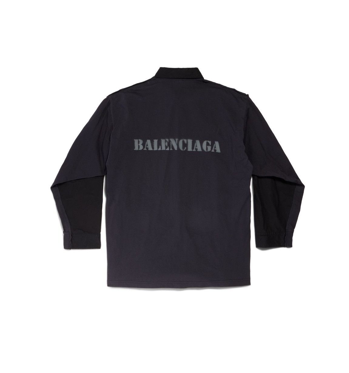 Balenciaga o1tr1nto1025 Stencil Type Hybrid Shirt Oversized in Black Size US M / EU 48-50 / 2 - 2 Thumbnail