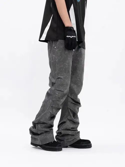 Japanese Brand × Jean Vintage washed gray pleated micro-flare jeans Size US 32 / EU 48 - 3 Thumbnail