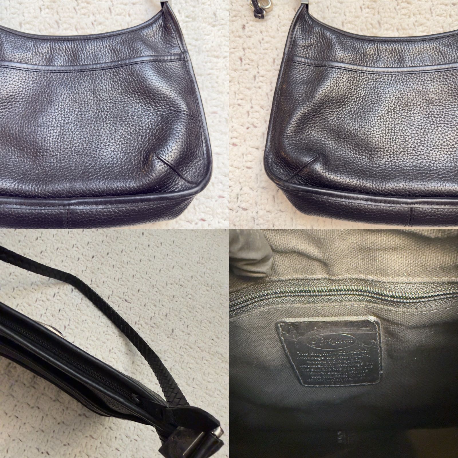 Brighton Brighton Donna Shoulder Bag Purse Womens Vintage Black Croc Embossed Pattern Bag Chalk? Size ONE SIZE - 8 Thumbnail