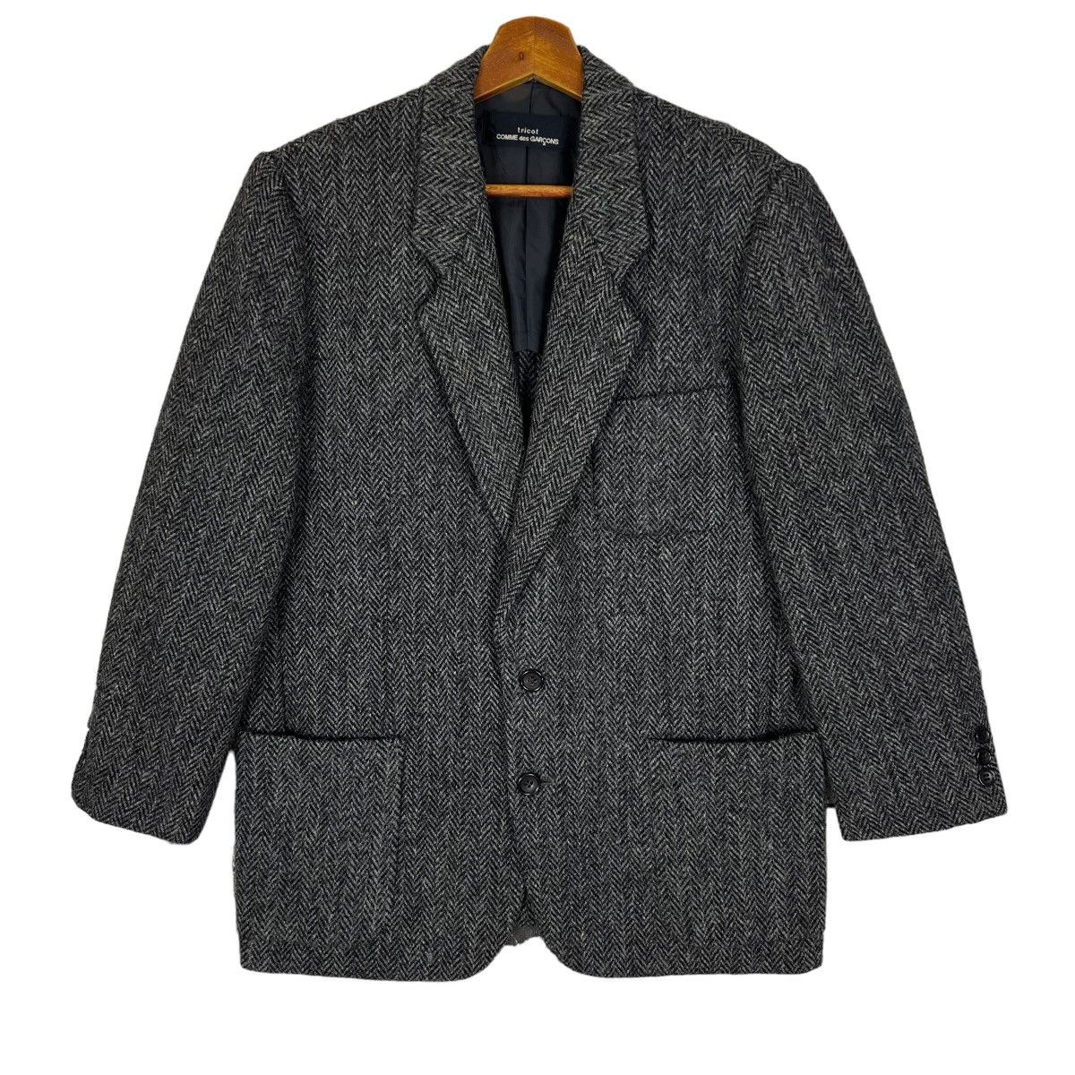 Comme des Garcons Gray Herringbone Tweed Blazer CDG x Harris Tweed Size US M / EU 48-50 / 2 - 2 Thumbnail