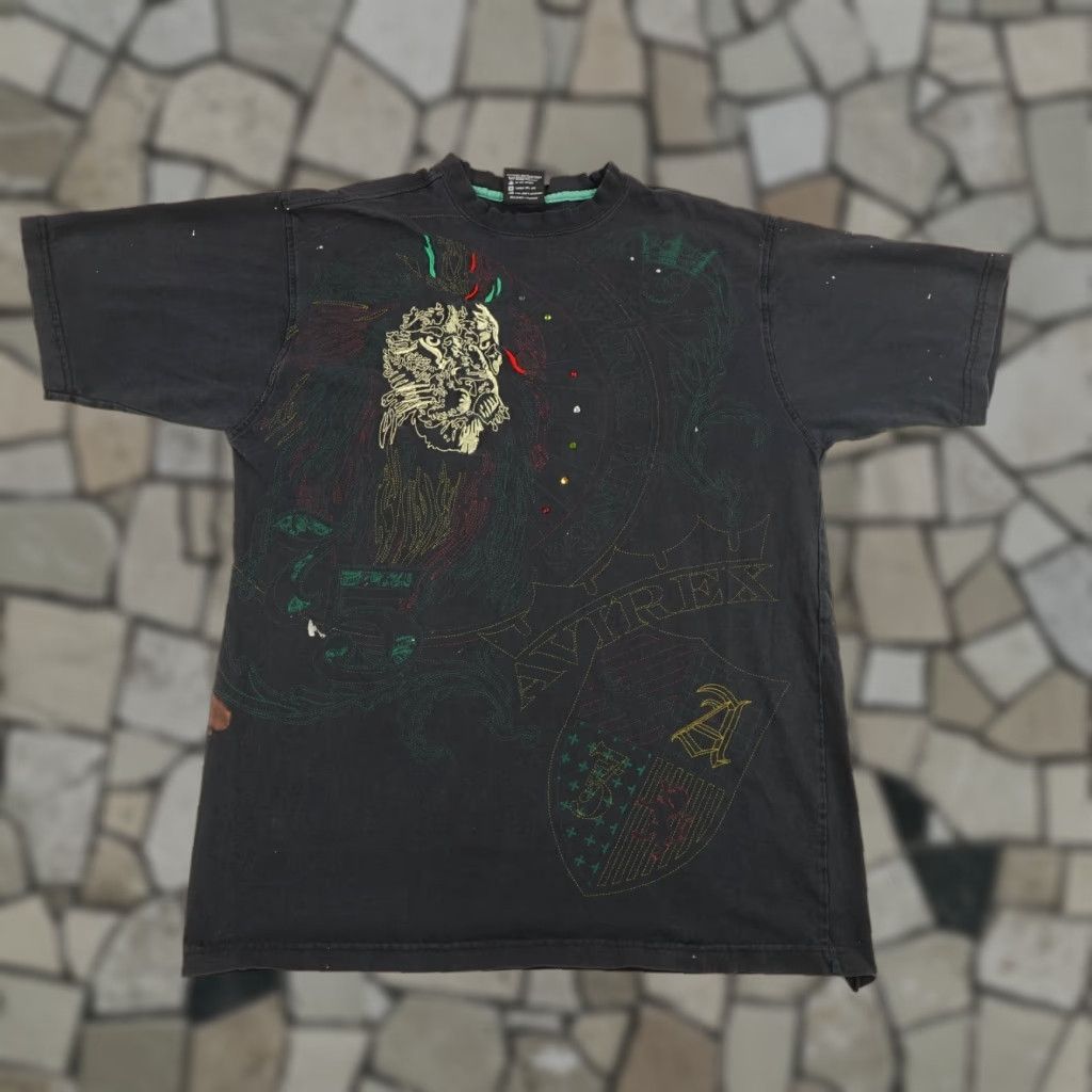 Avirex VINTAGE Avirex T-Shirt Men Medium Black Embroidered Jewels All Over Print 90s Y2K Outdoor Size US M / EU 48-50 / 2 - 1 Thumbnail