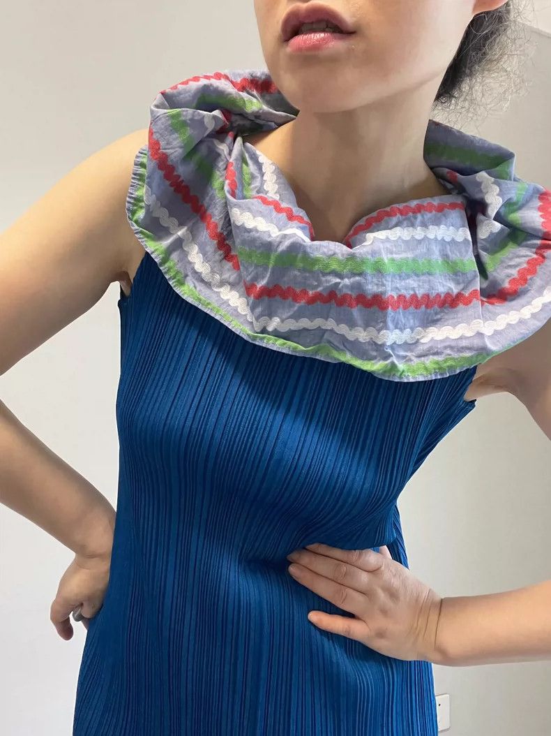Issey Miyake Issey Miyake size:3 Blue rainbow striped dress Size S / US 4 / IT 40 - 8 Thumbnail
