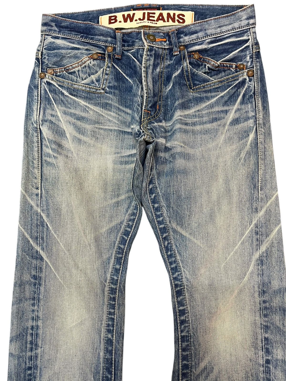 Japan Blue × Le Grande Bleu (L.G.B.) Vintage Blue Way Whiskers Grunge Faded Denim Size US 30 / EU 46 - 2 Thumbnail