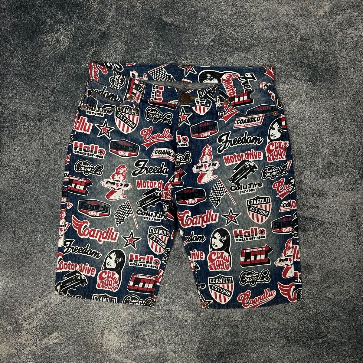 Japanese Brand Y2K CO&LU Hysteric Glamour style Denim Full Print Size US 33 - 1 Thumbnail
