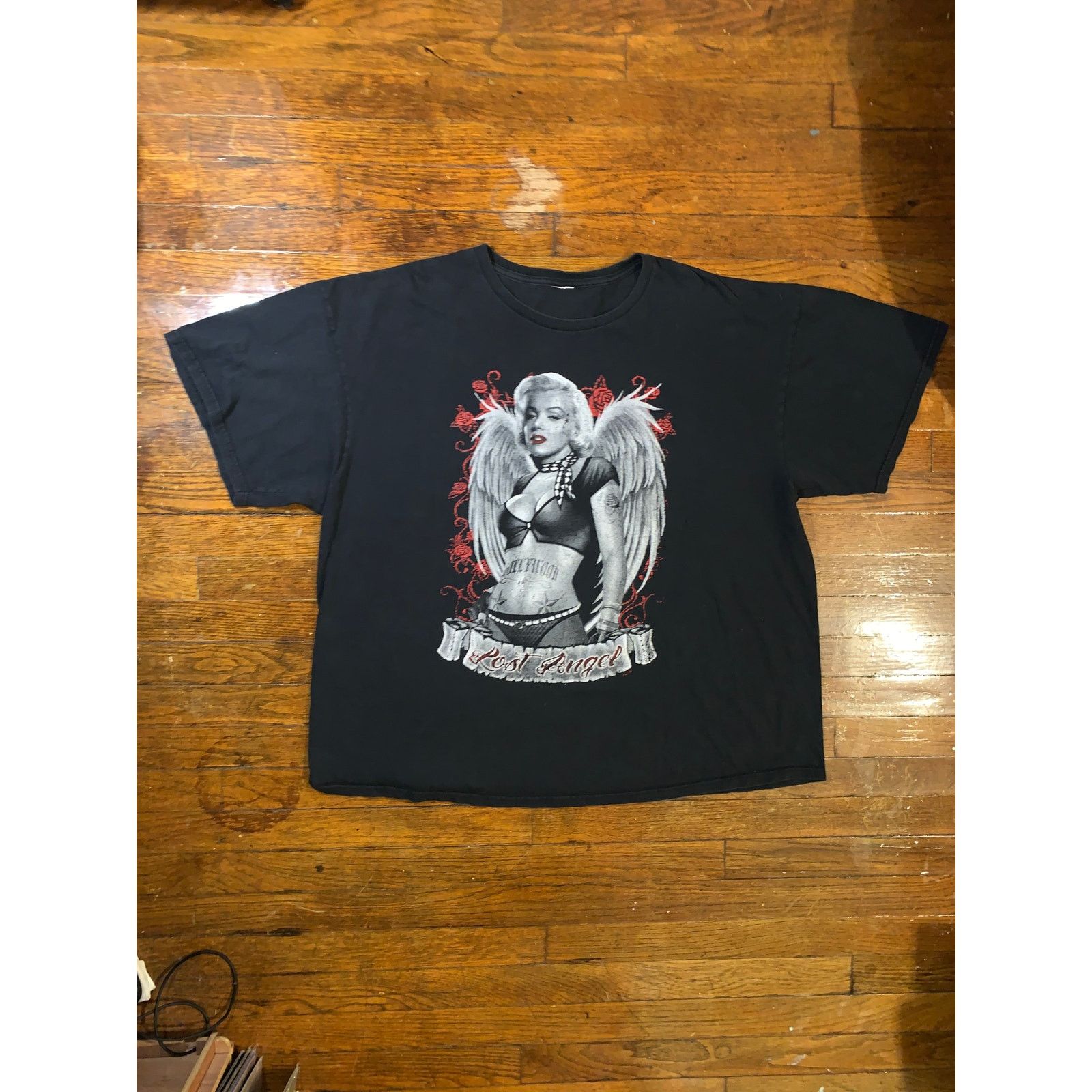 Vintage Vtg Y2K Marilyn Monroe Lost Angel Graphic T Shirt Black 3XL Size US XXL / EU 58 / 5 - 2 Thumbnail