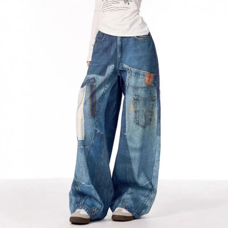 Japanese Brand Retro loose patchwork printed jeans Size US 32 / EU 48 - 3 Thumbnail