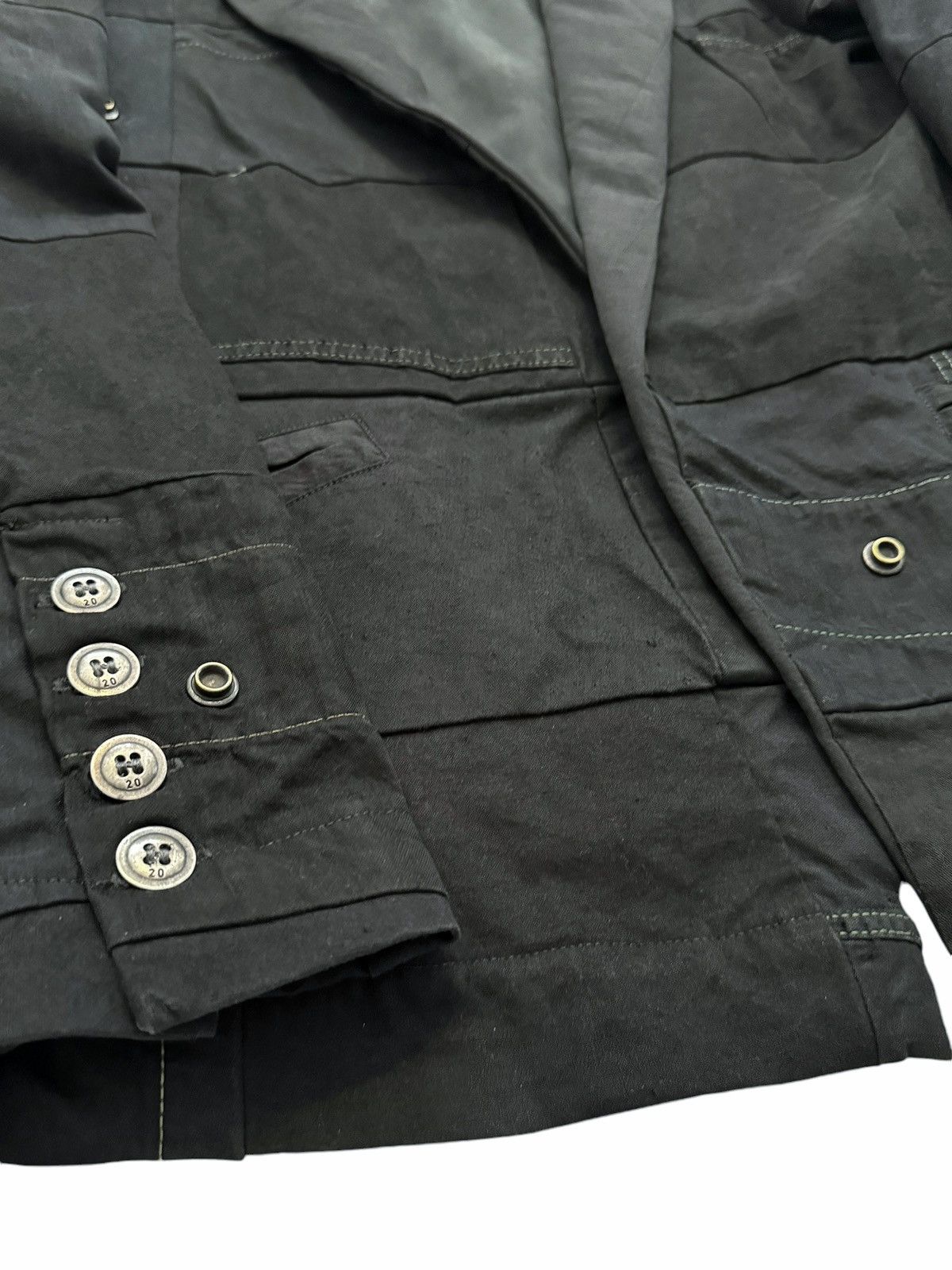 Greg Lauren Sz3 1/1 Black Workwear Tux Ollie Blazer Patchwork Jacket Size US L / EU 52-54 / 3 - 8 Thumbnail