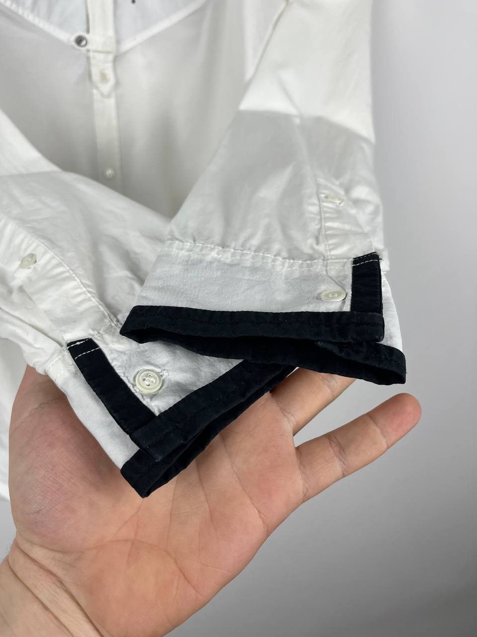 Diesel DIESEL White Dress Shirt Perforated Front & Back Detail Size US L / EU 52-54 / 3 - 7 Thumbnail