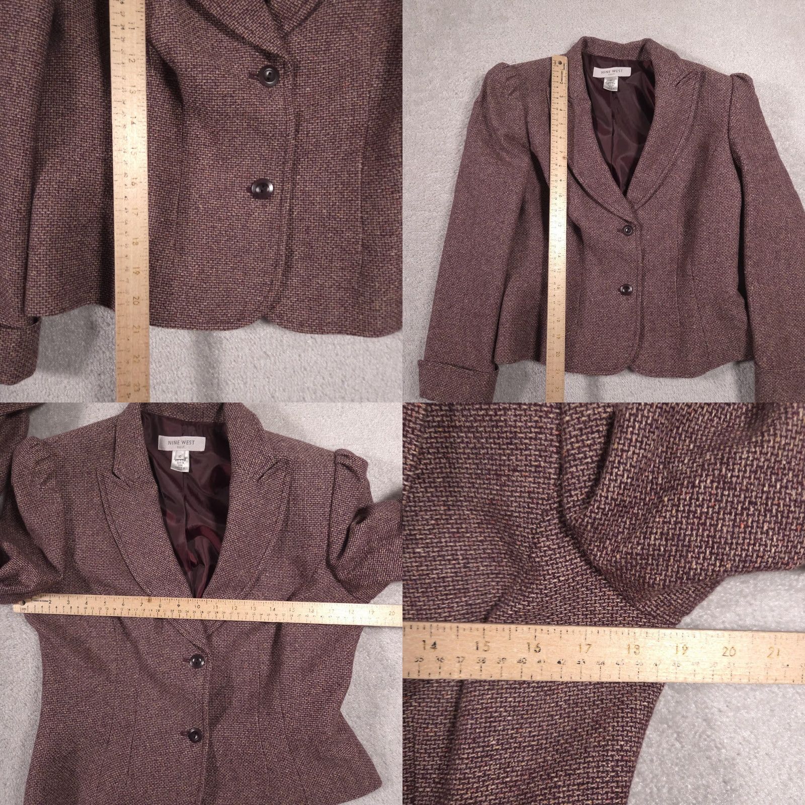 Nine West Nine West Blazer Womens 10 Brown Tweed Two Button Lined Suit Jacket Career Size L / US 10 / IT 46 - 8 Thumbnail