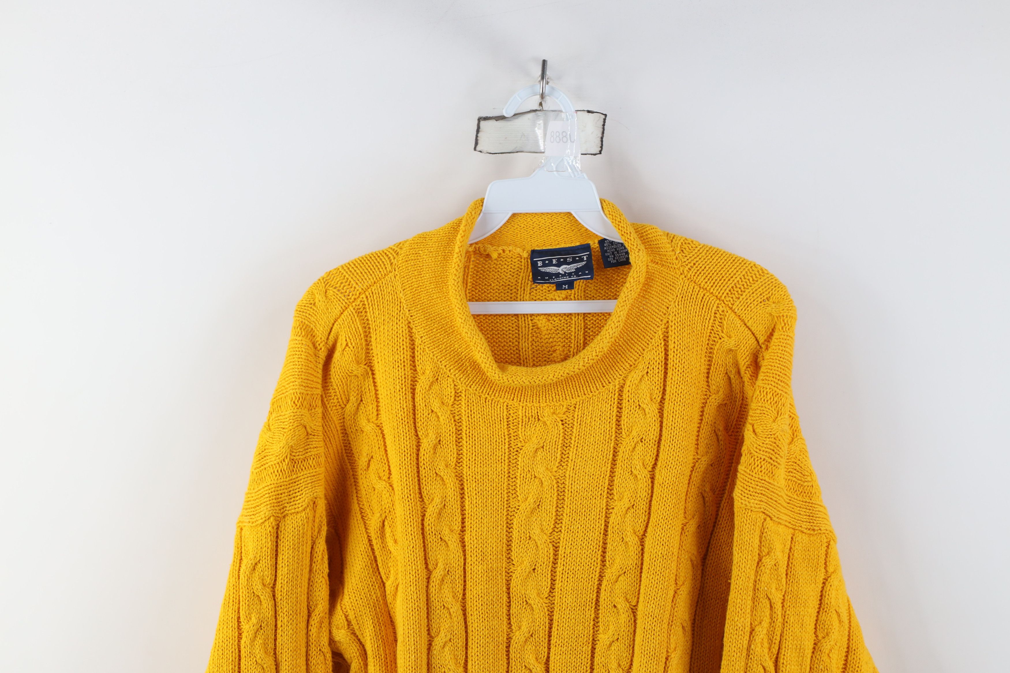 Vintage Vintage 90s Streetwear Chunky Cable Knit Sweater Yellow Size M / US 6-8 / IT 42-44 - 2 Thumbnail