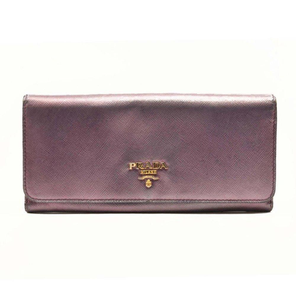 image of Prada Saffiano Metal Continental Flap Wallet Metallic Purple, Women's