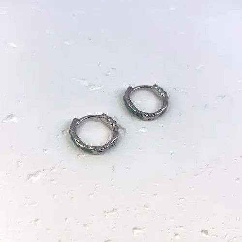 Other 925 Silver Plated Green Ripple Hoop Earrings for Men Women Size ONE SIZE - 4 Thumbnail