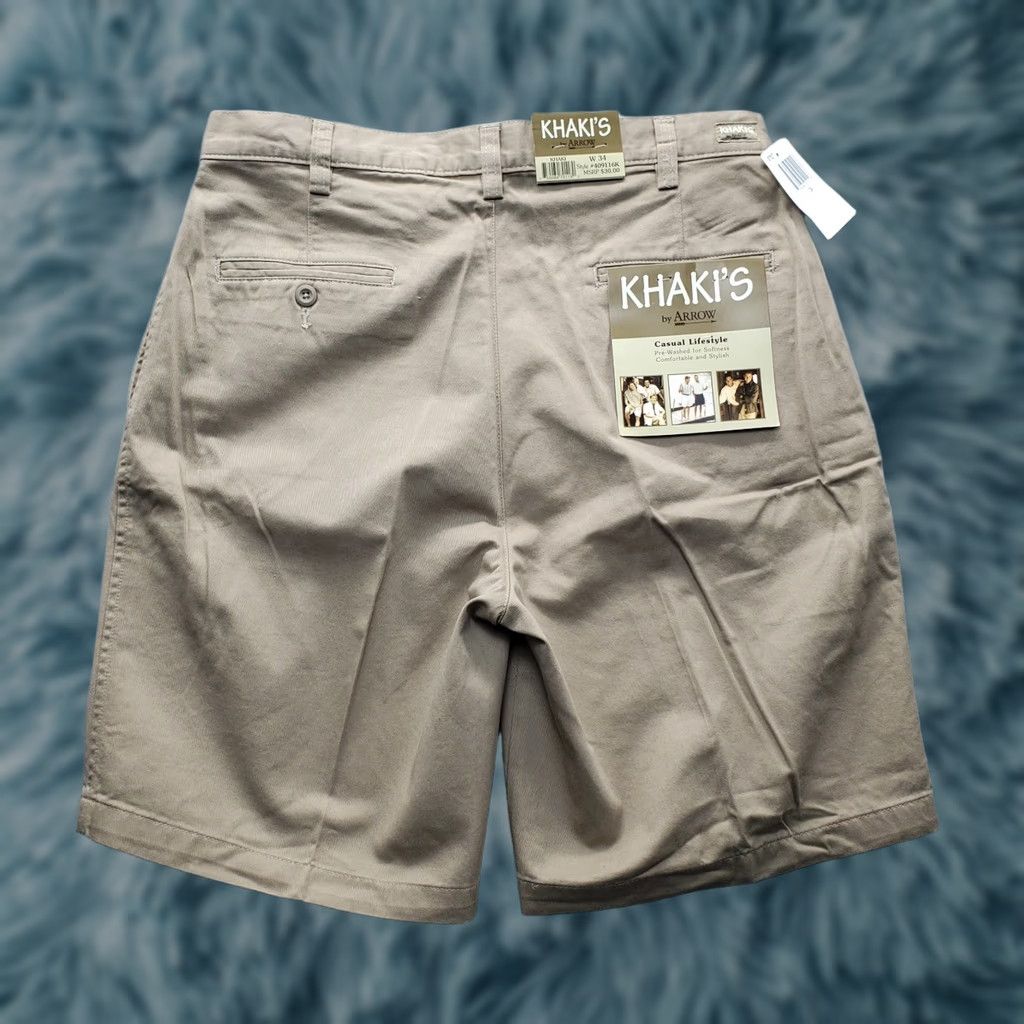 Arrow Arrow Mens Khakis Shorts 34W Brown Classic Chino Casual Comfortable Charcoal Wash Mens Size 34 Brown Khakis Shorts Arrow Size US 34 / EU 50 - 1 Thumbnail
