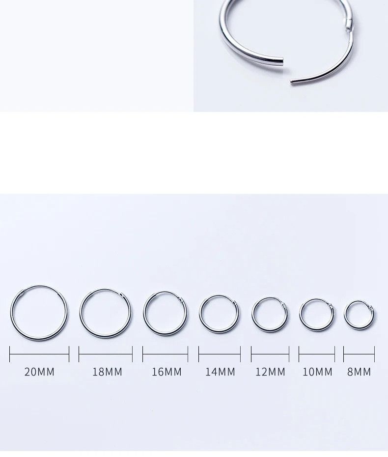 Jewelry 925 Sterling Silver Hoop Earring Round Circle Loop Gifts Size ONE SIZE - 8 Thumbnail