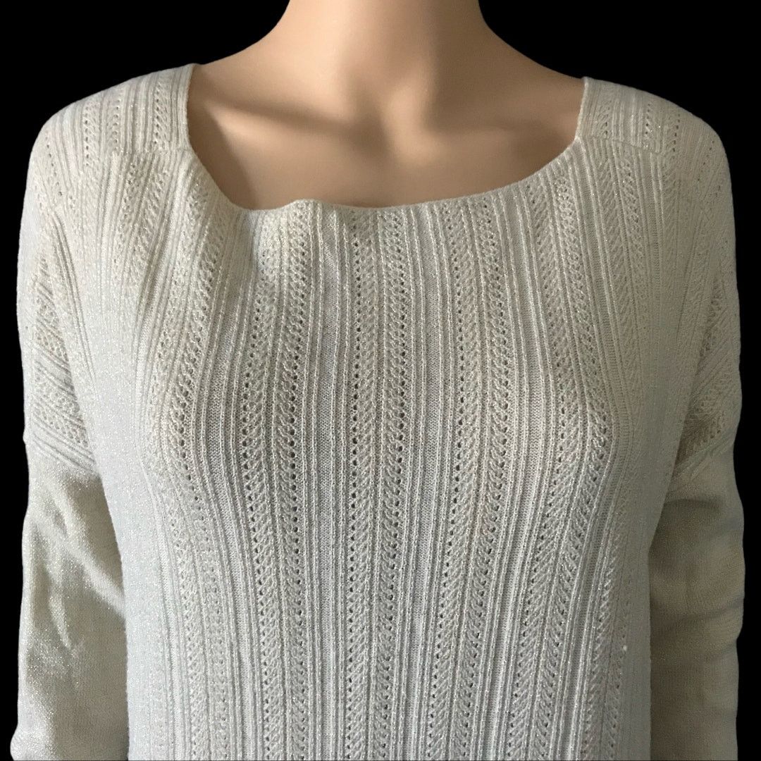 Derek Lam 10 Crosby NEW Derek Lam 10 Crosby Ivory Lurex Crossover Knit Top S Size S / US 4 / IT 40 - 4 Thumbnail